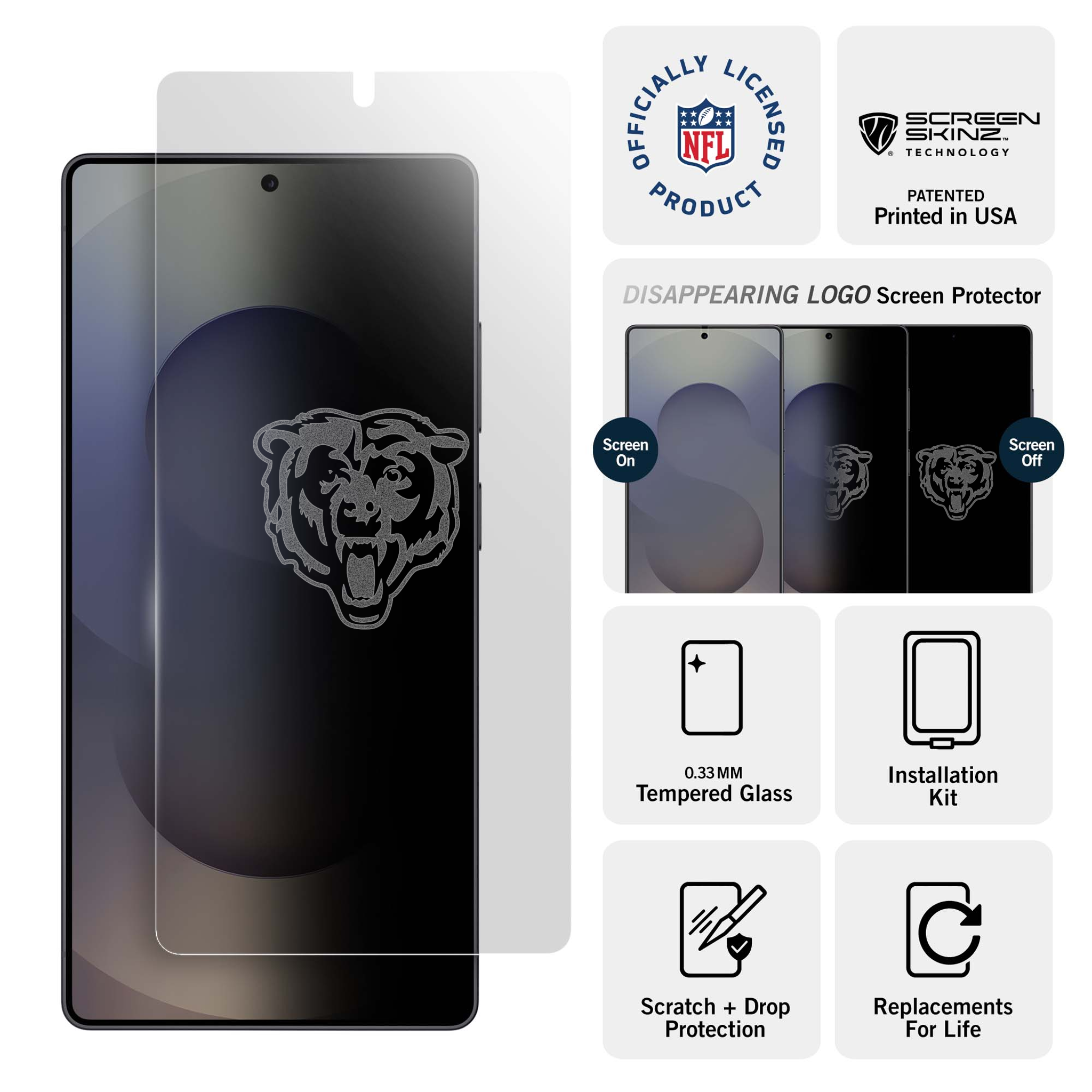 Chicago Bears Samsung Clear Screen Protector