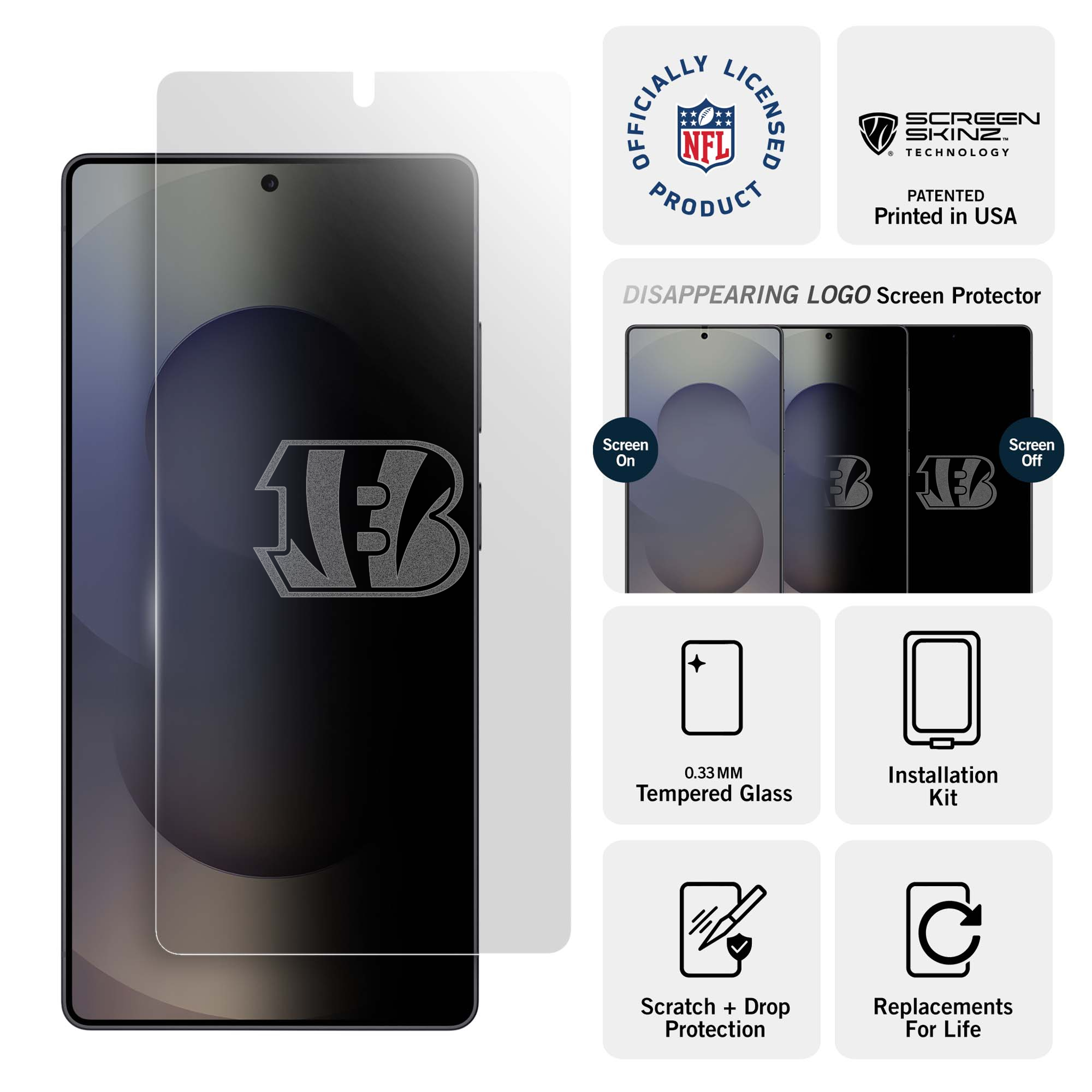 Cincinnati Bengals Samsung Clear Screen Protector