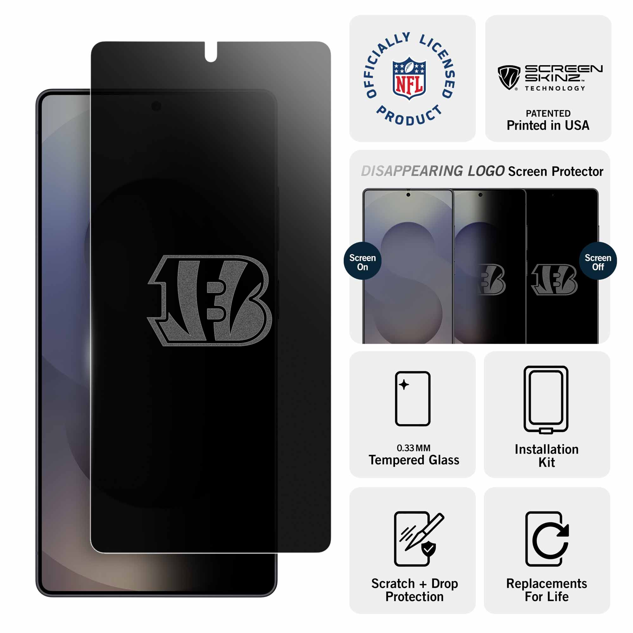 Cincinnati Bengals Samsung Privacy Screen Protector