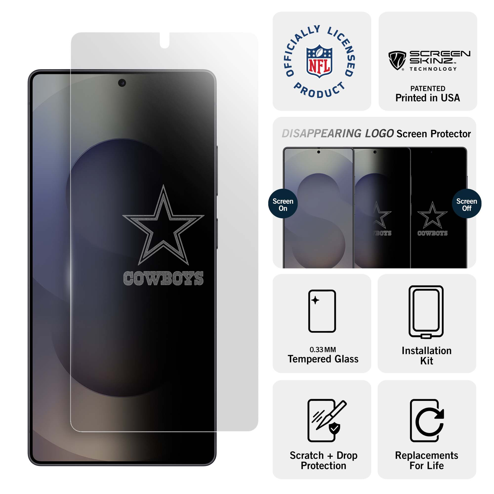 Dallas Cowboys Samsung Clear Screen Protector