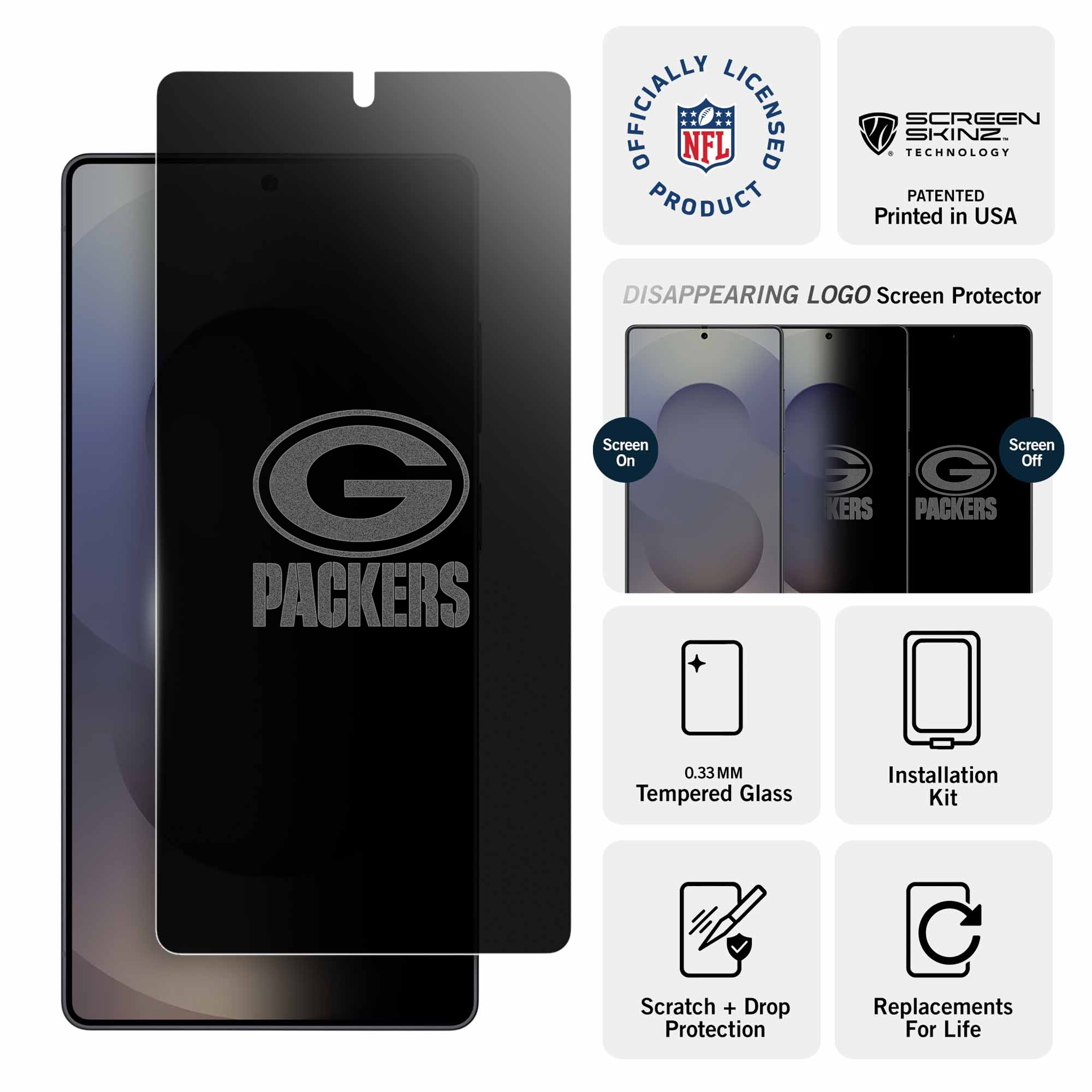 Green Bay Packers Samsung Privacy Screen Protector