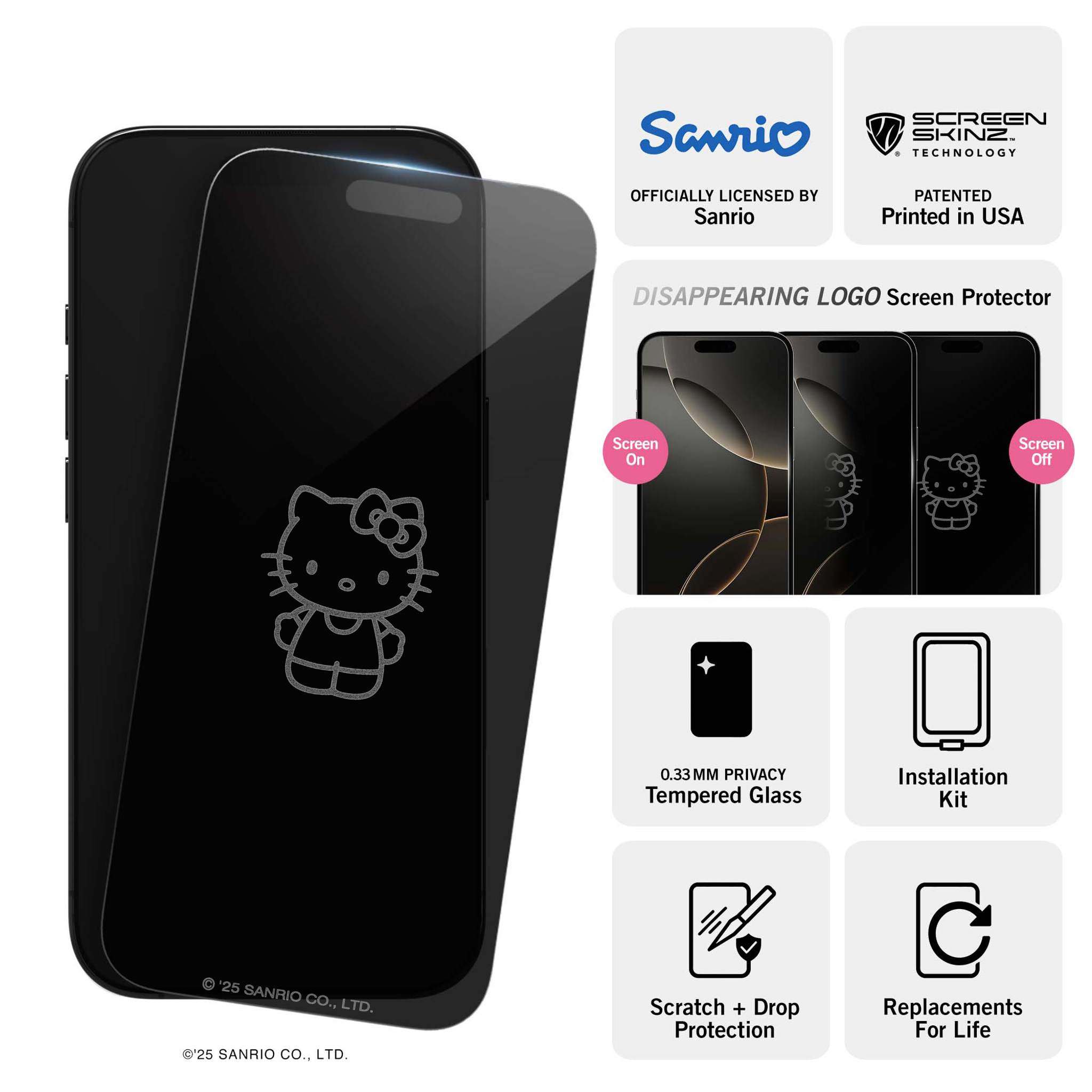 Hello Kitty Standing iPhone Privacy Screen Protector