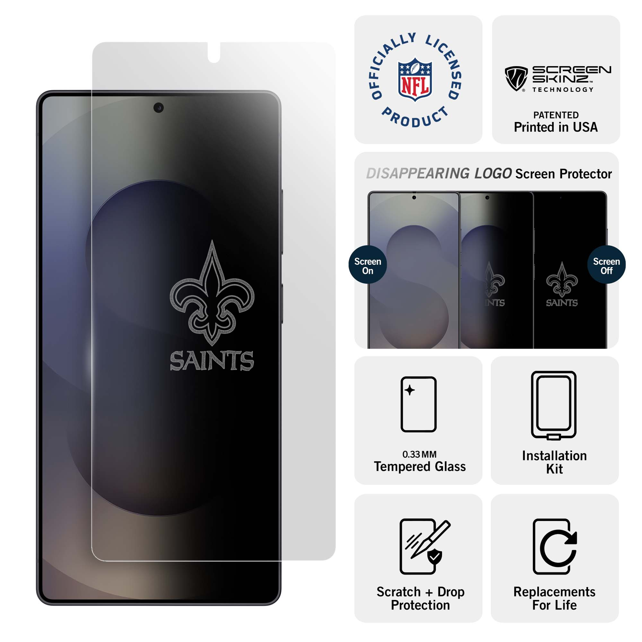 New Orleans Saints Samsung Clear Screen Protector
