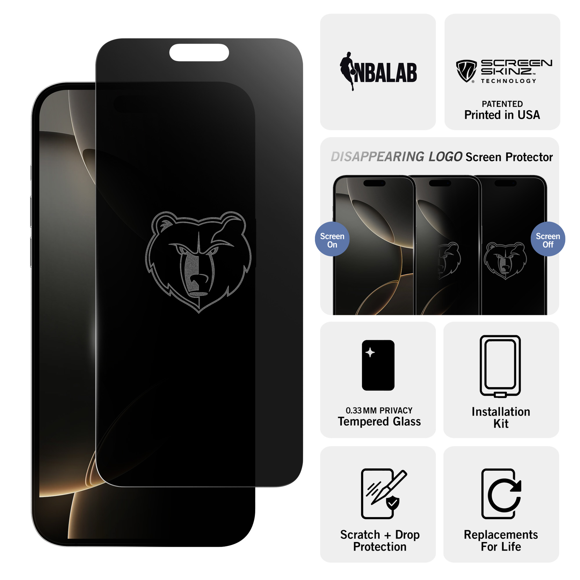 Memphis Grizzlies Privacy Screen Protector