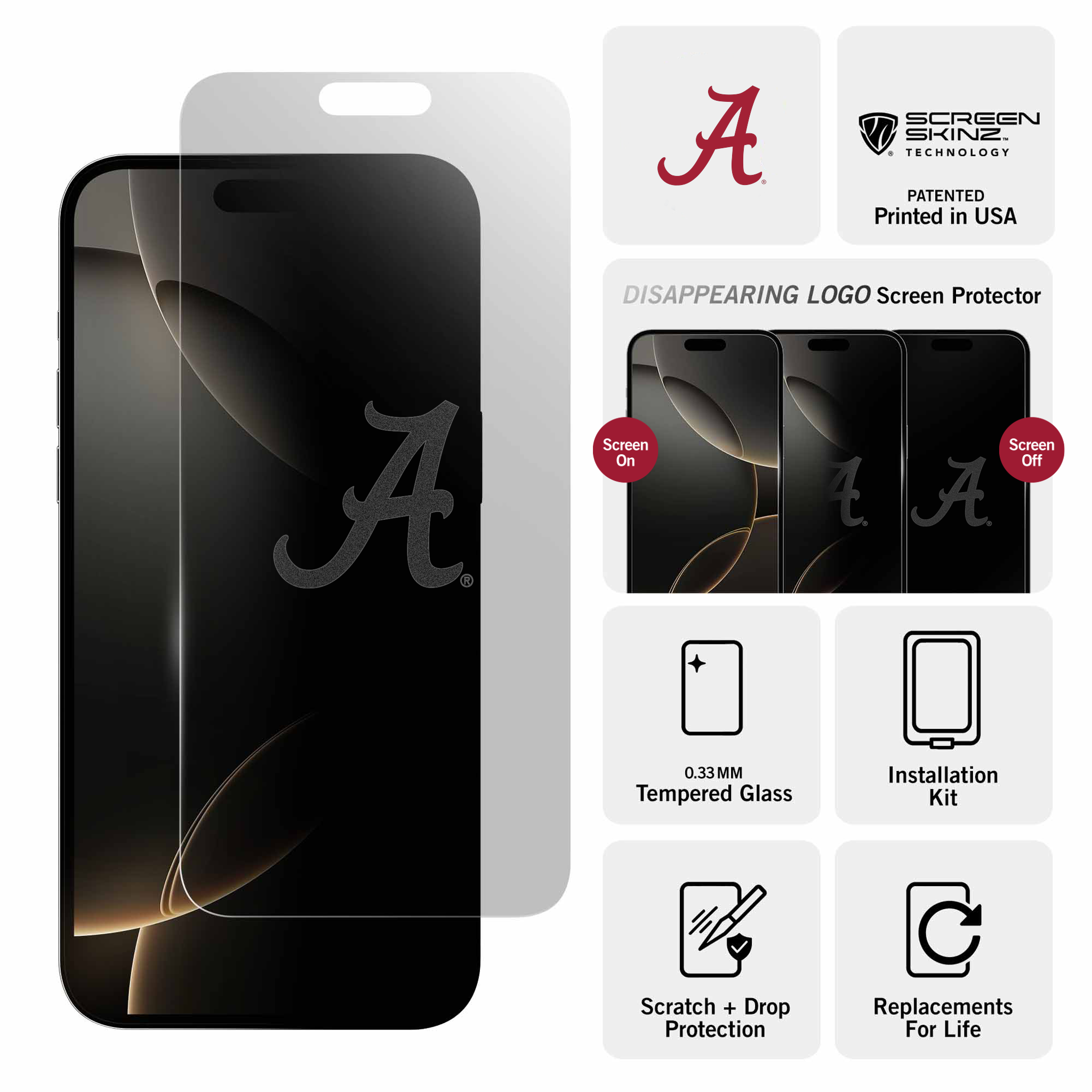 Alabama Crimson Tide Clear Screen Protector