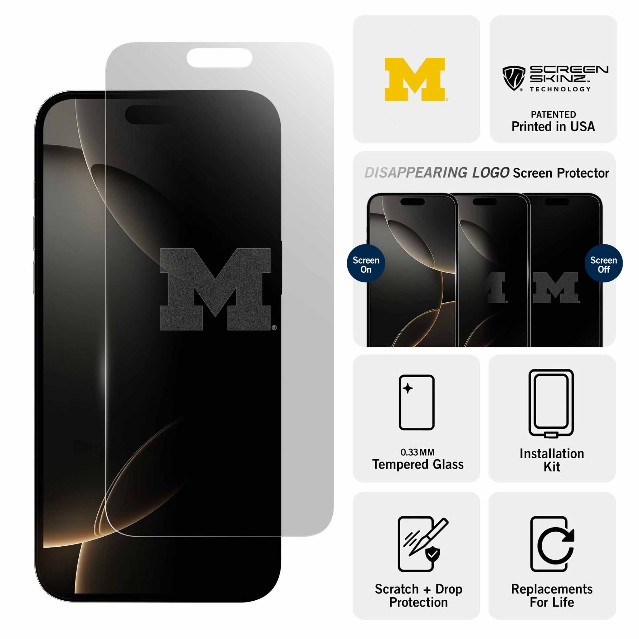 Michigan Wolverines Clear Screen Protector