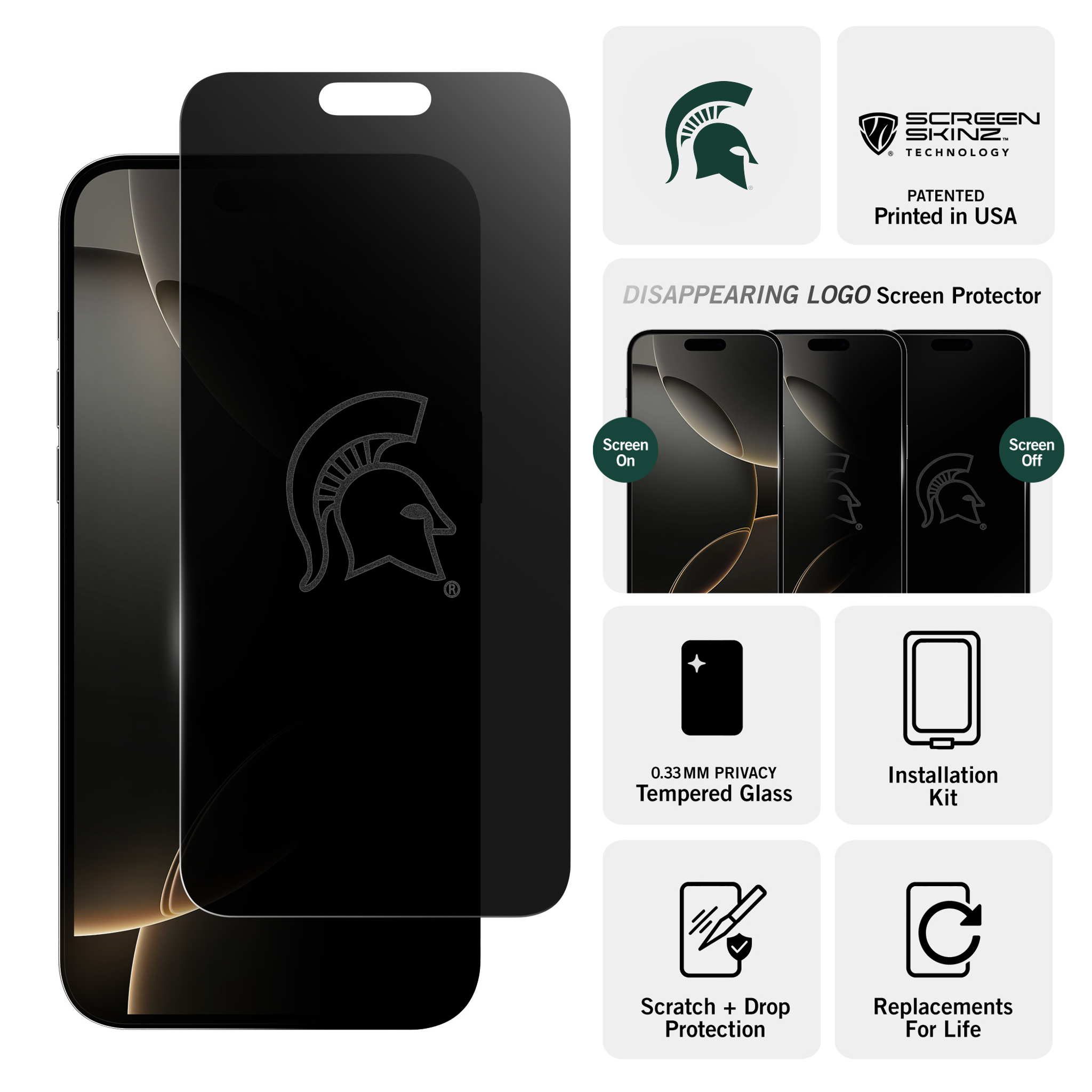 Michigan State Spartans Privacy Screen Protector