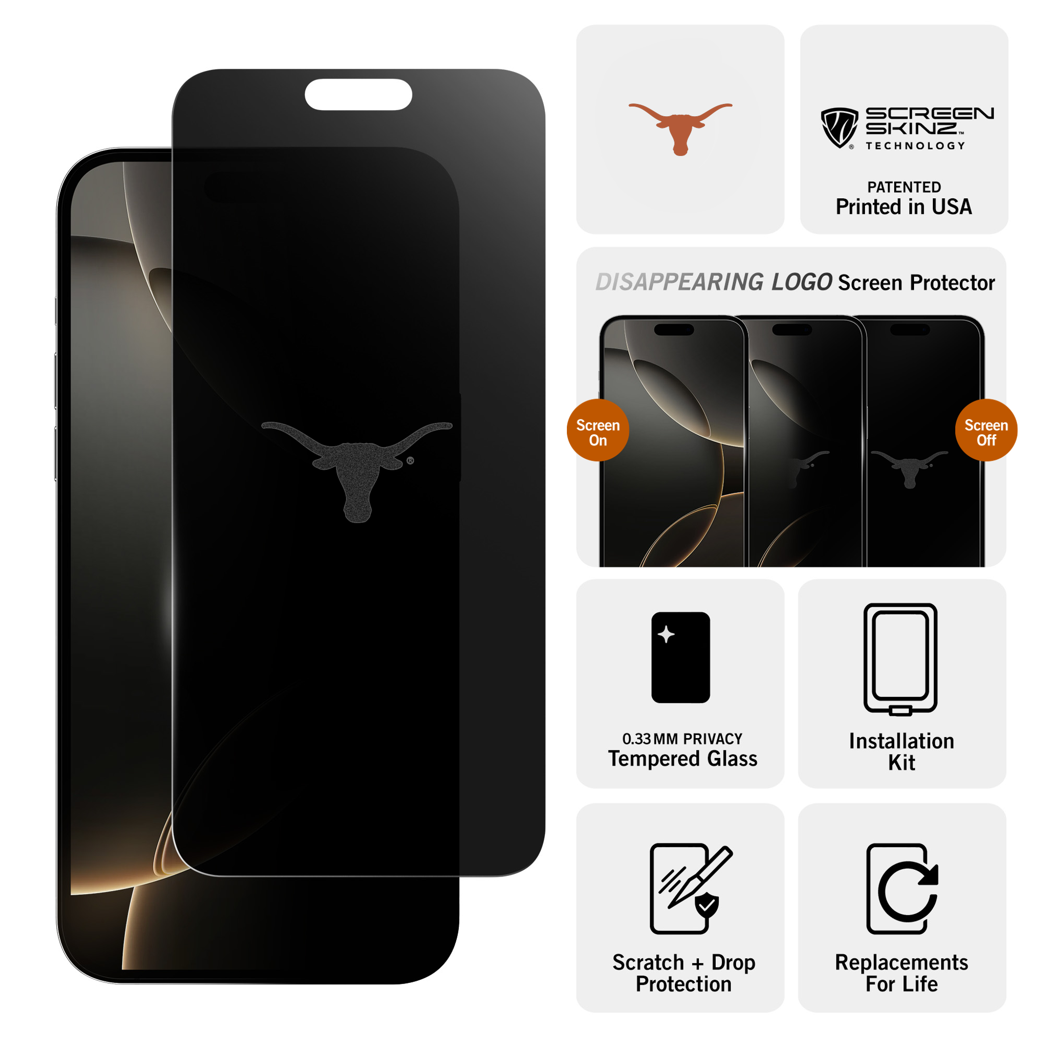 Texas Longhorns Privacy Screen Protector