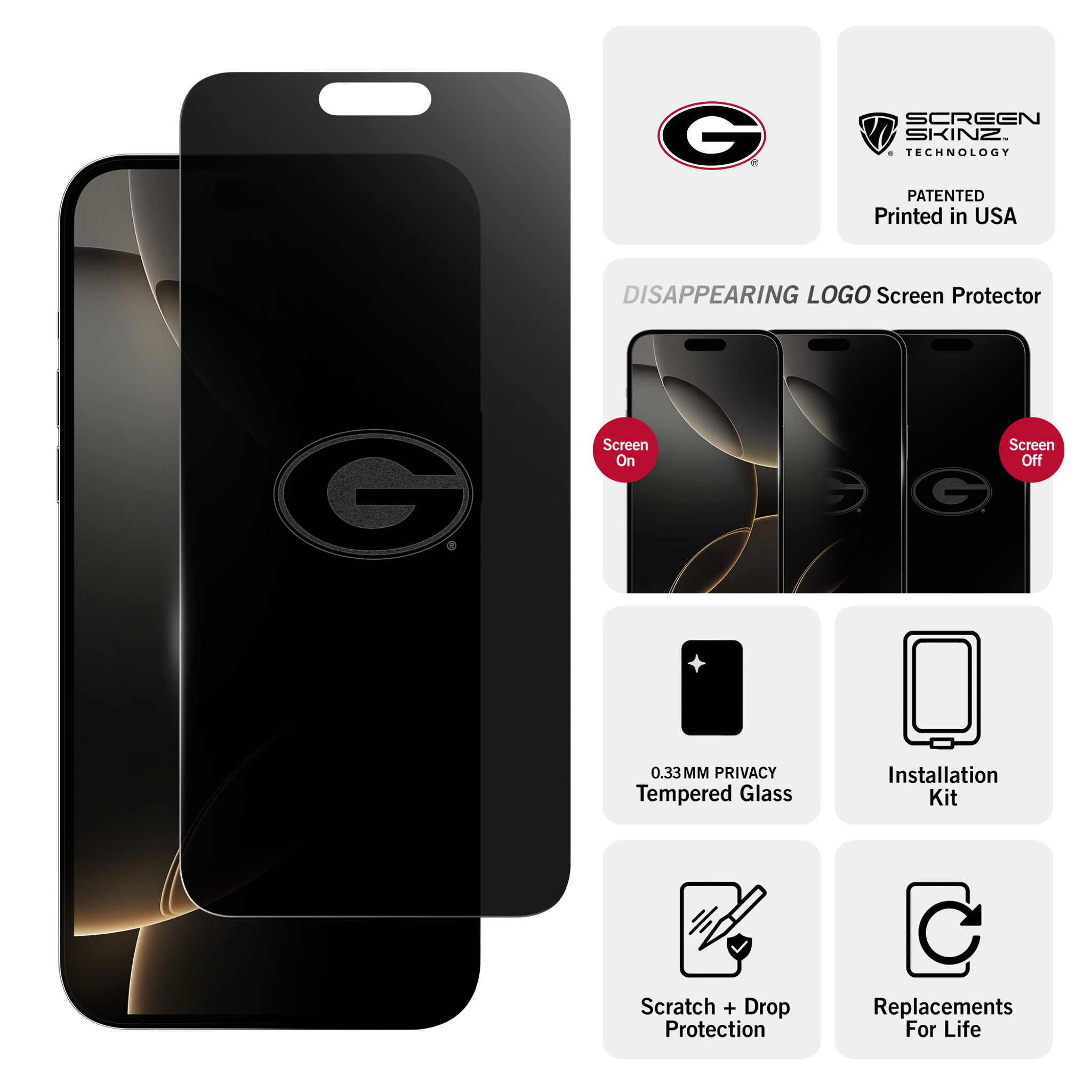 Georgia Bulldogs Privacy Screen Protector