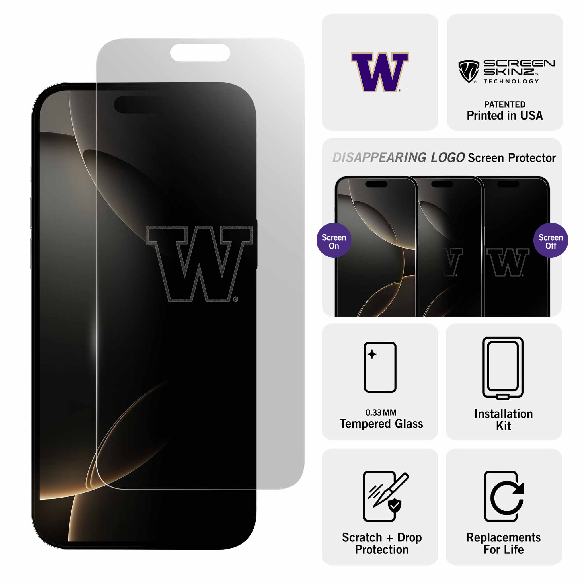 Washington Huskies Clear Screen Protector