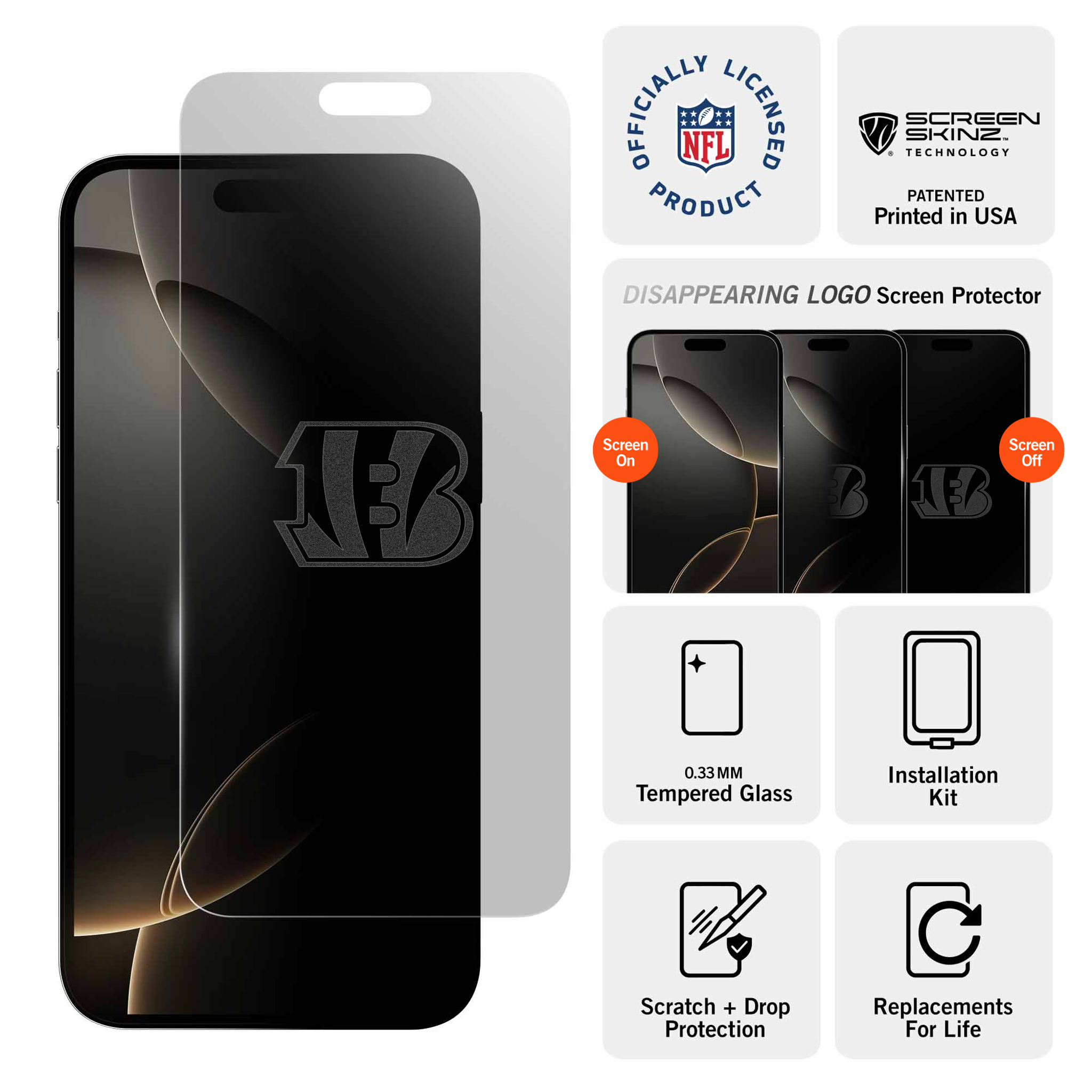 Cincinnati Bengals iPhone Clear Screen Protector