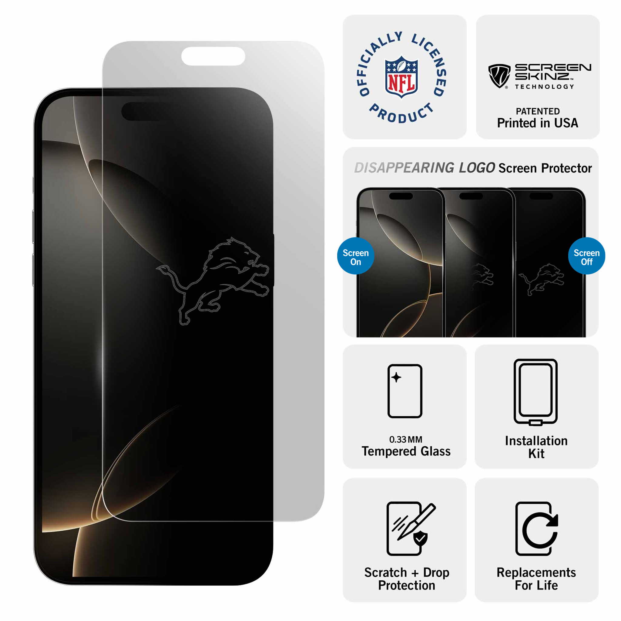 Detroit Lions iPhone Clear Screen Protector