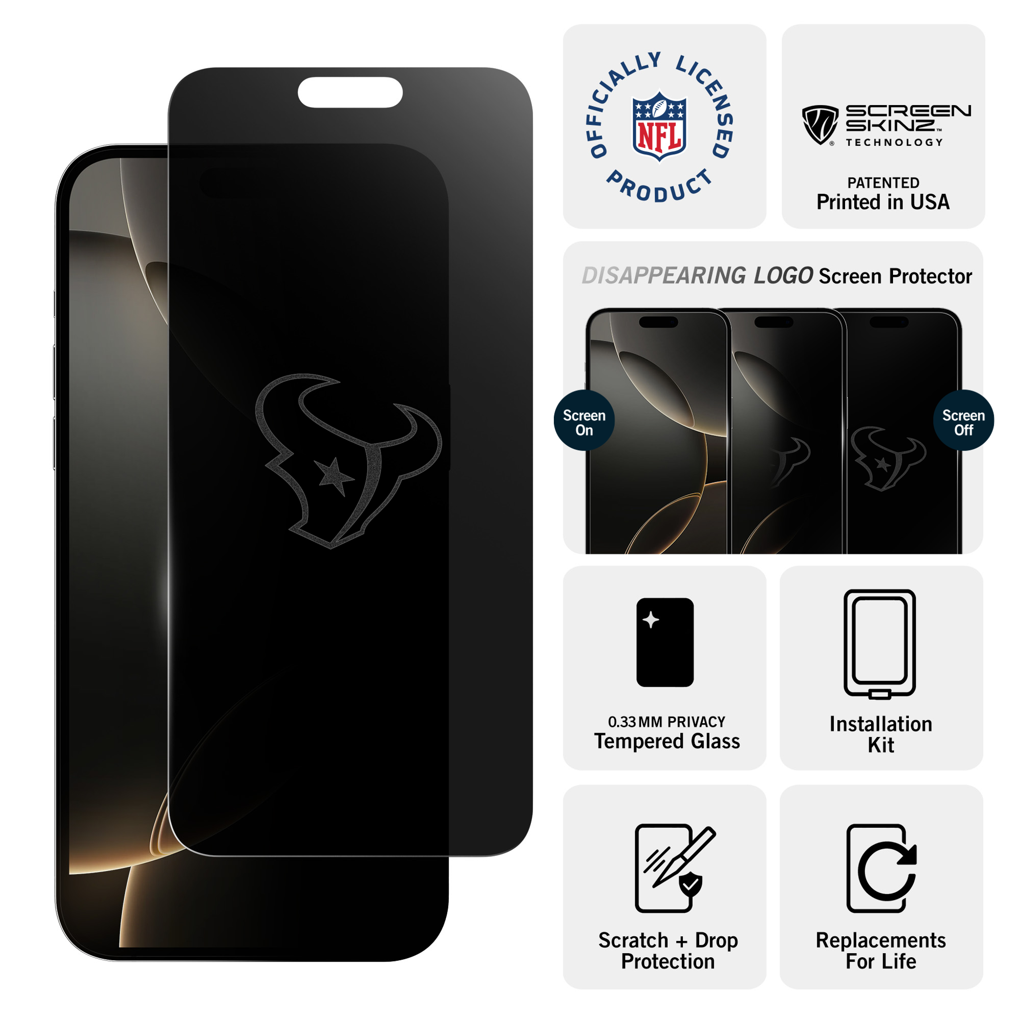 Houston Texans iPhone Privacy Primary Screen Protector