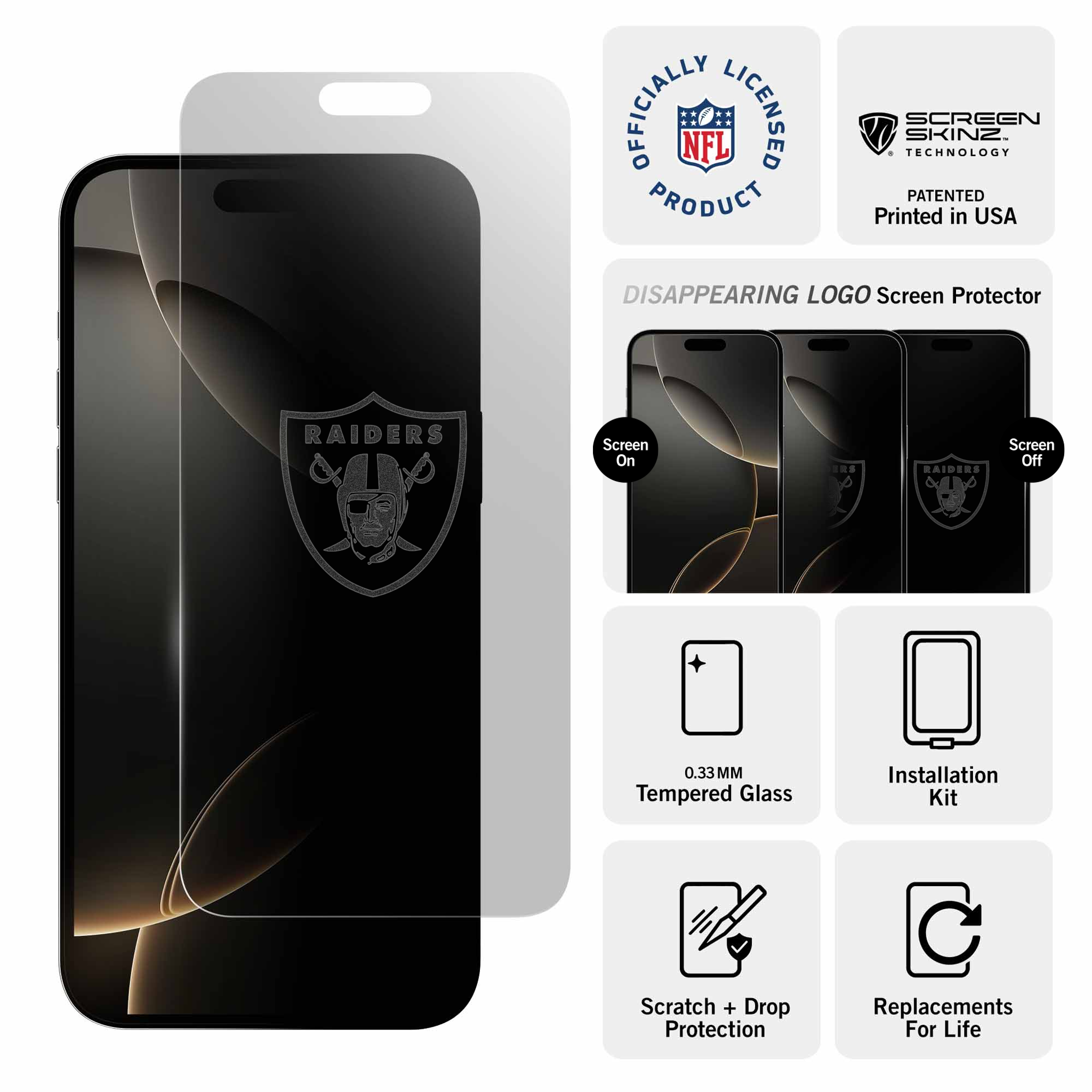 Las Vegas Raiders iPhone Clear Screen Protector