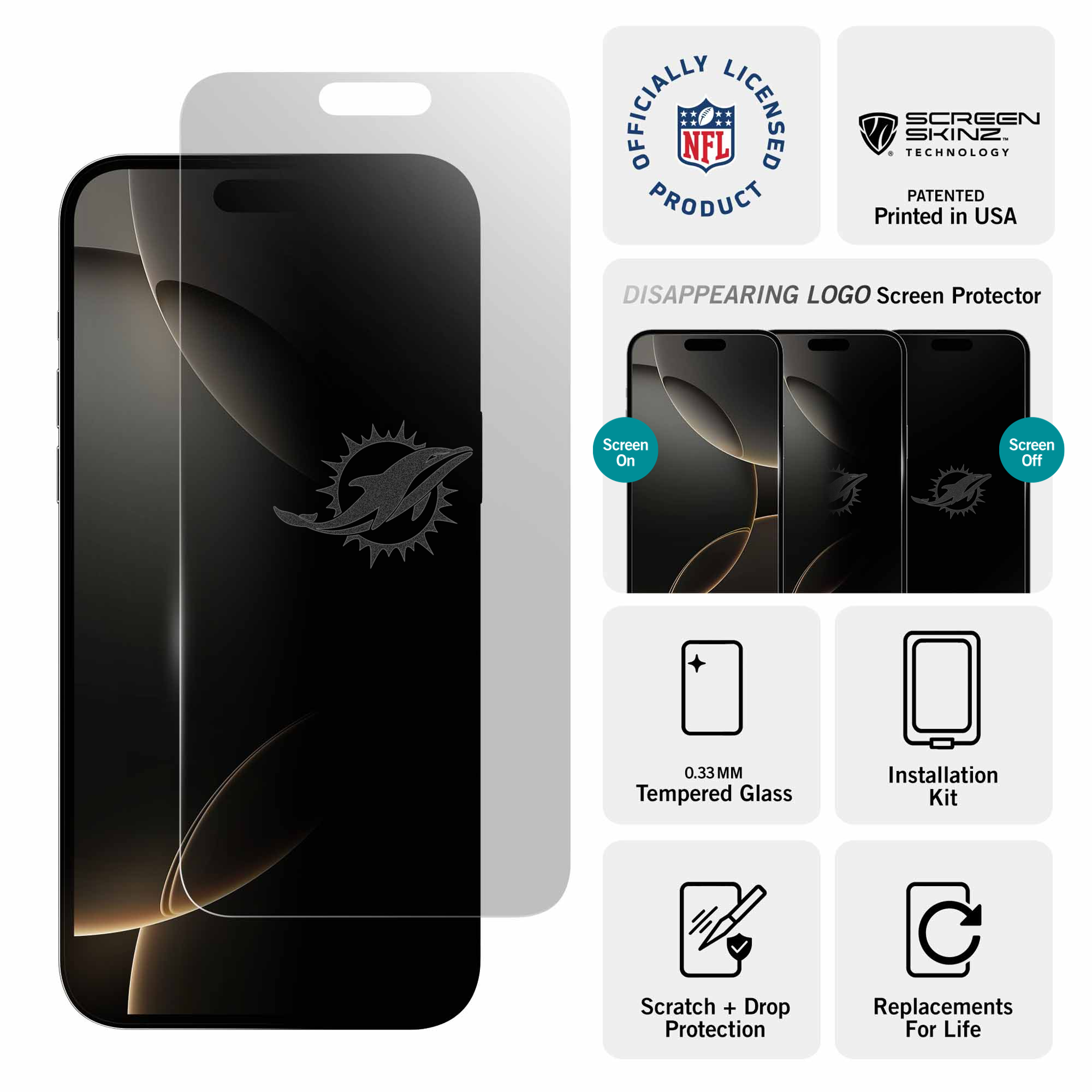 Miami Dolphins iPhone Clear Screen Protector