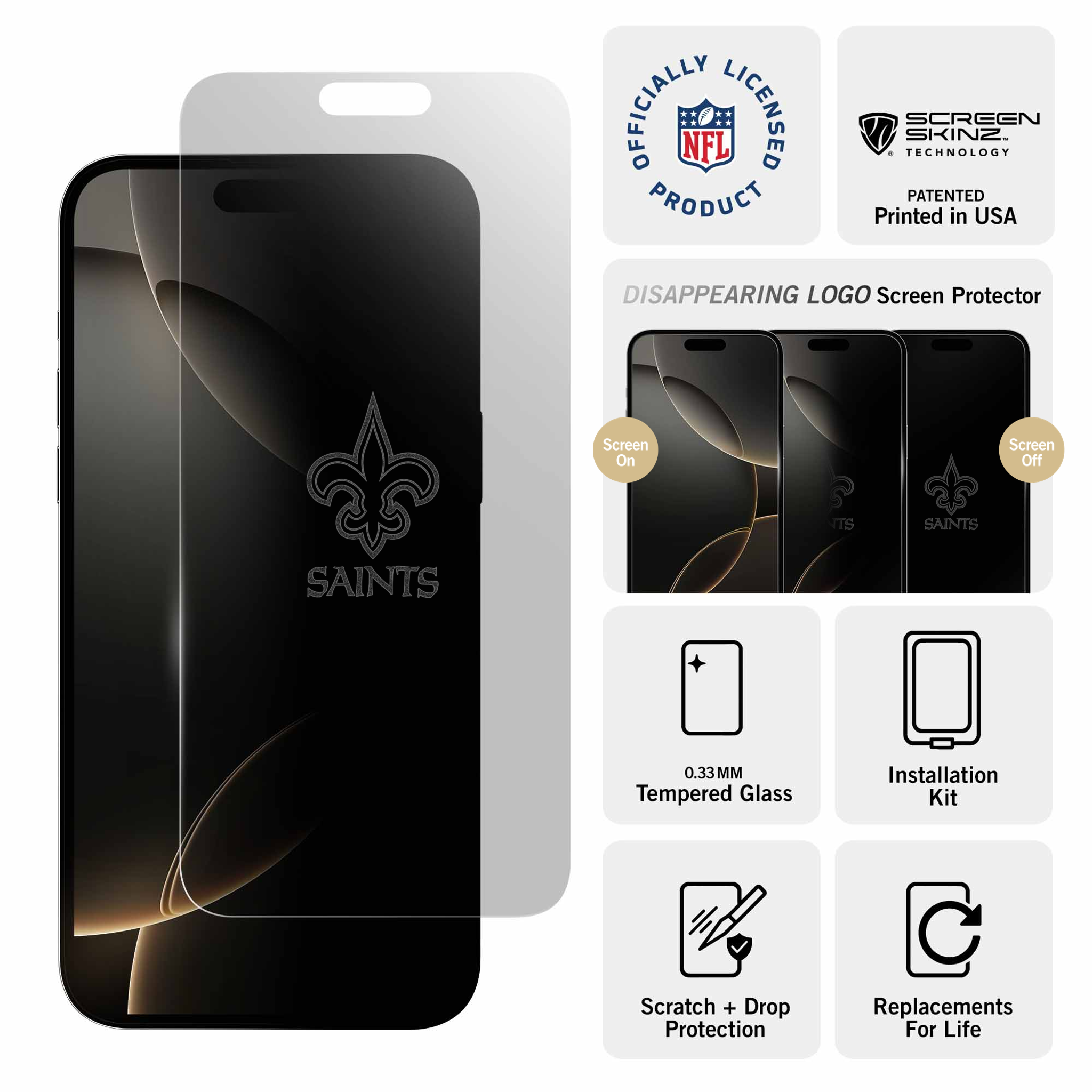 New Orleans Saints iPhone Clear Screen Protector