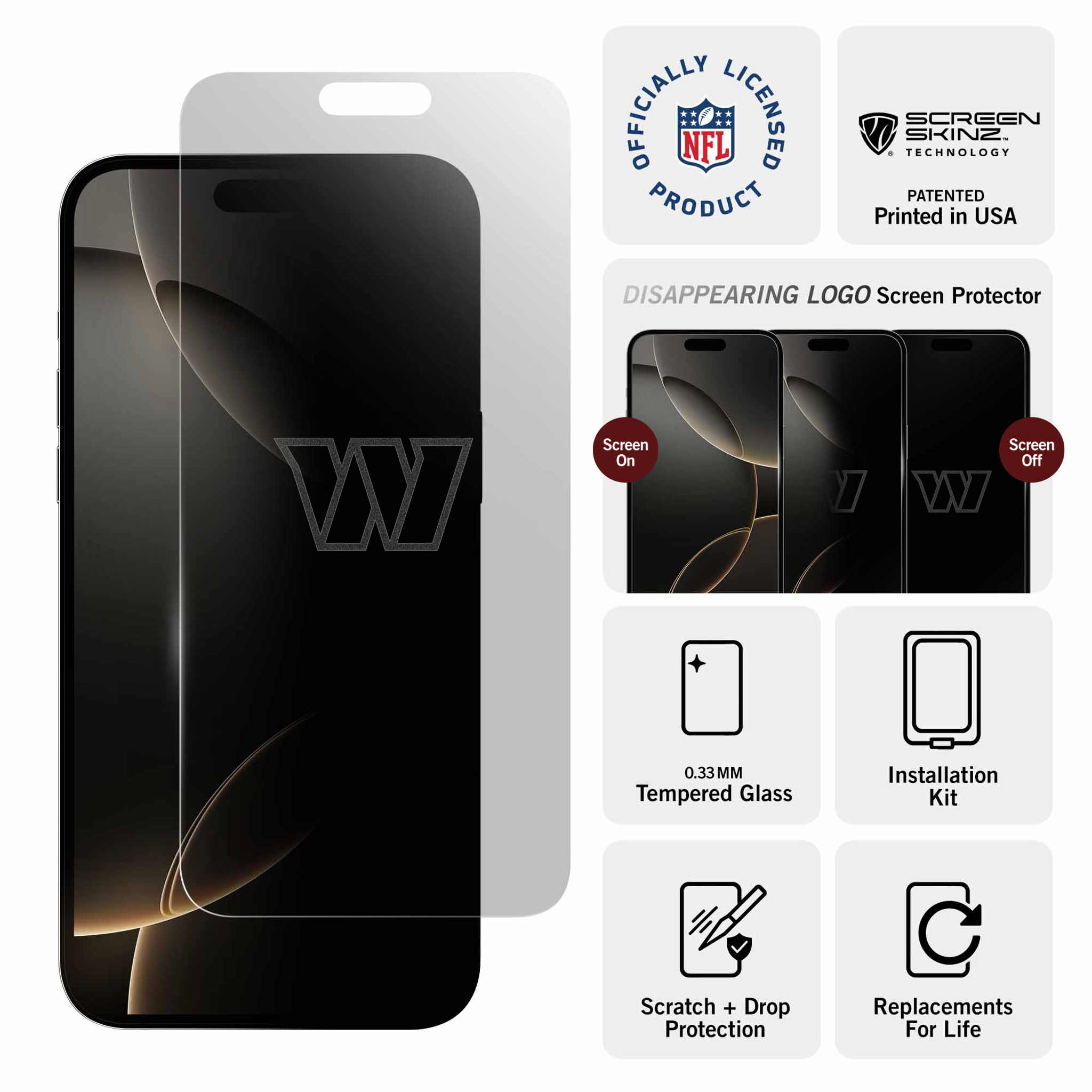 Washington Commanders iPhone Clear Screen Protector