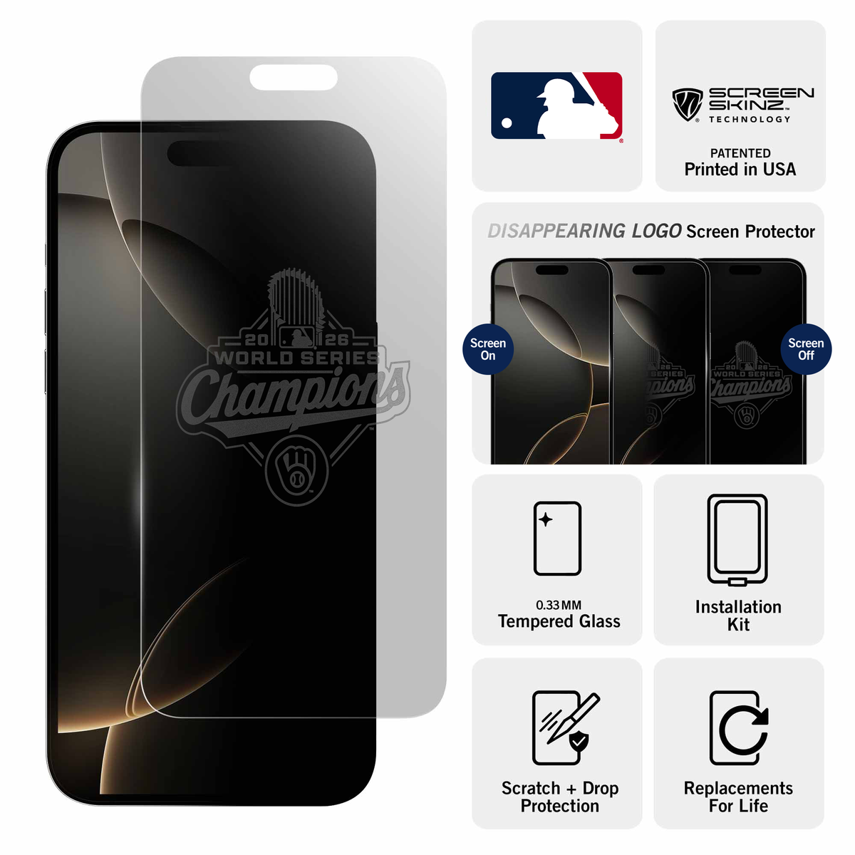 Milwaukee Brewers World Series Championship Clear Screen Protector