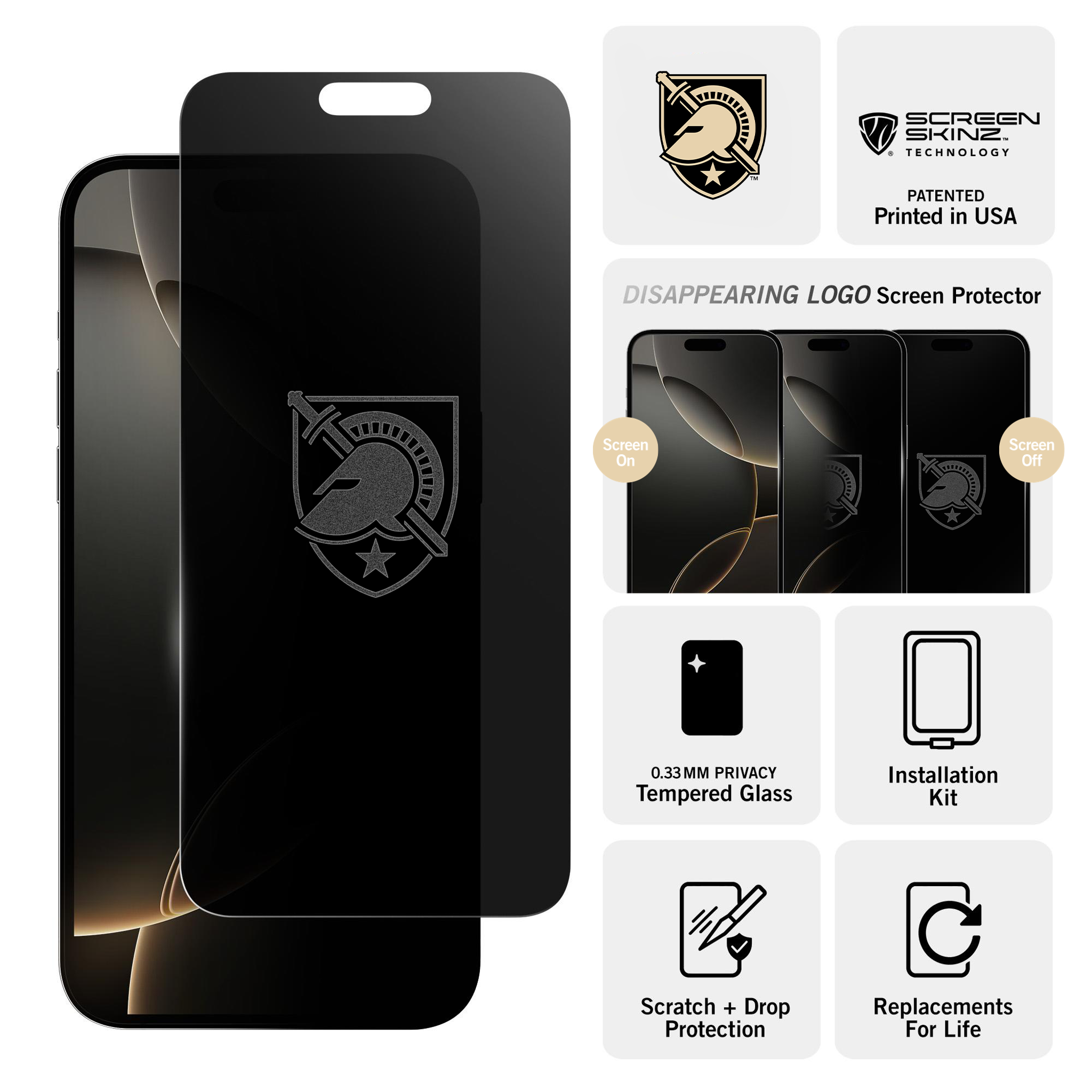 Army Black Knights Privacy Screen Protector