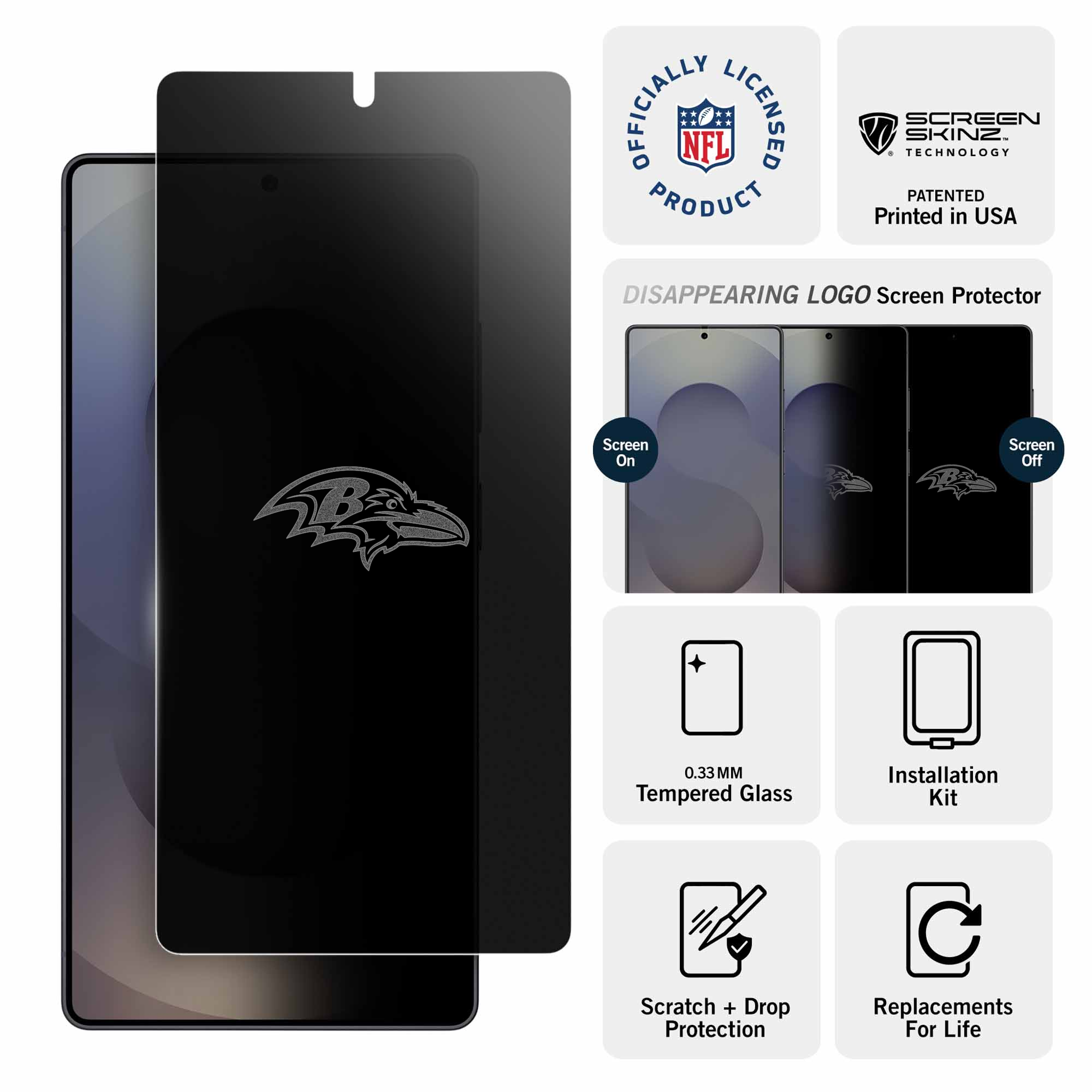 Baltimore Ravens Samsung Privacy Screen Protector