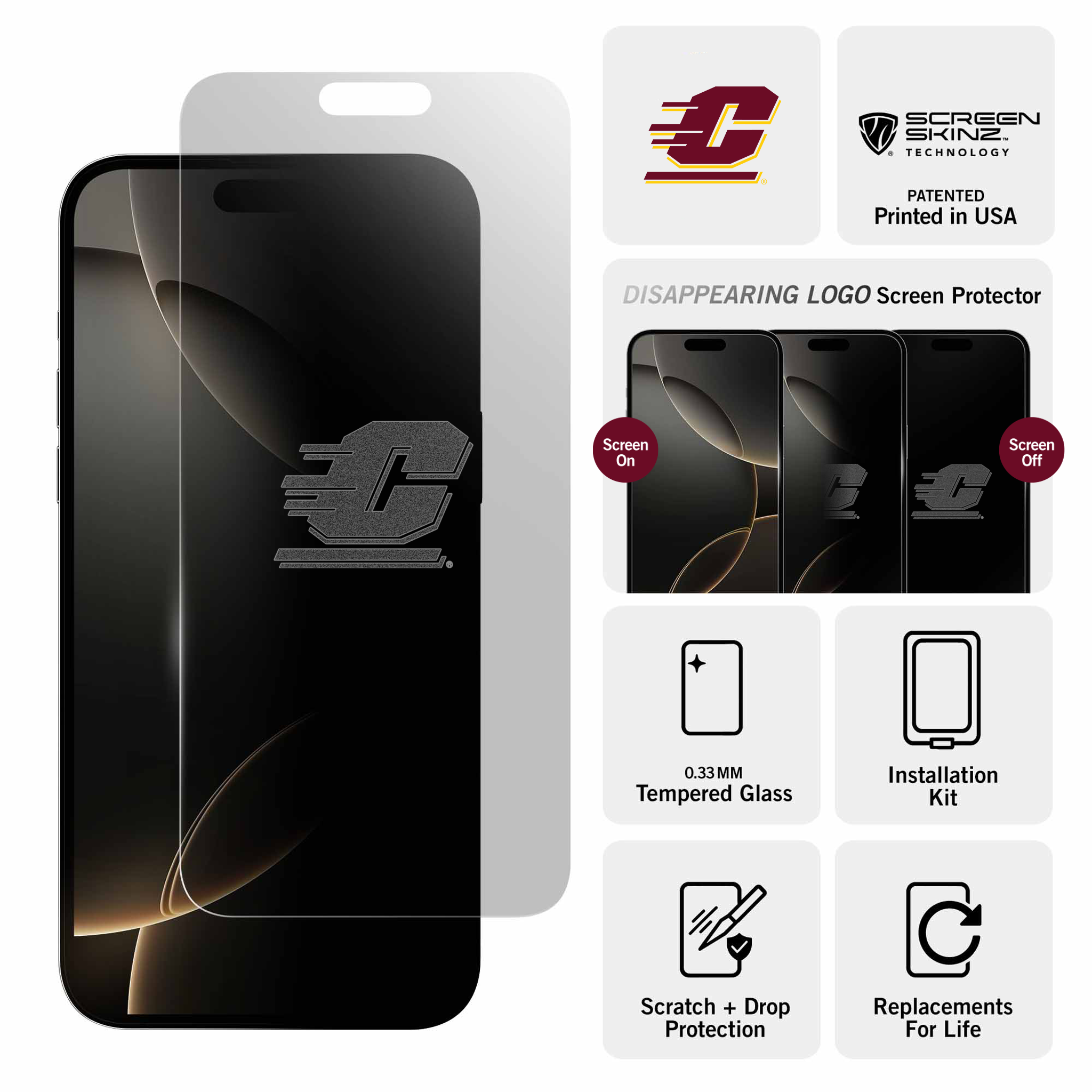 Central Michigan Chippewas Clear Screen Protector