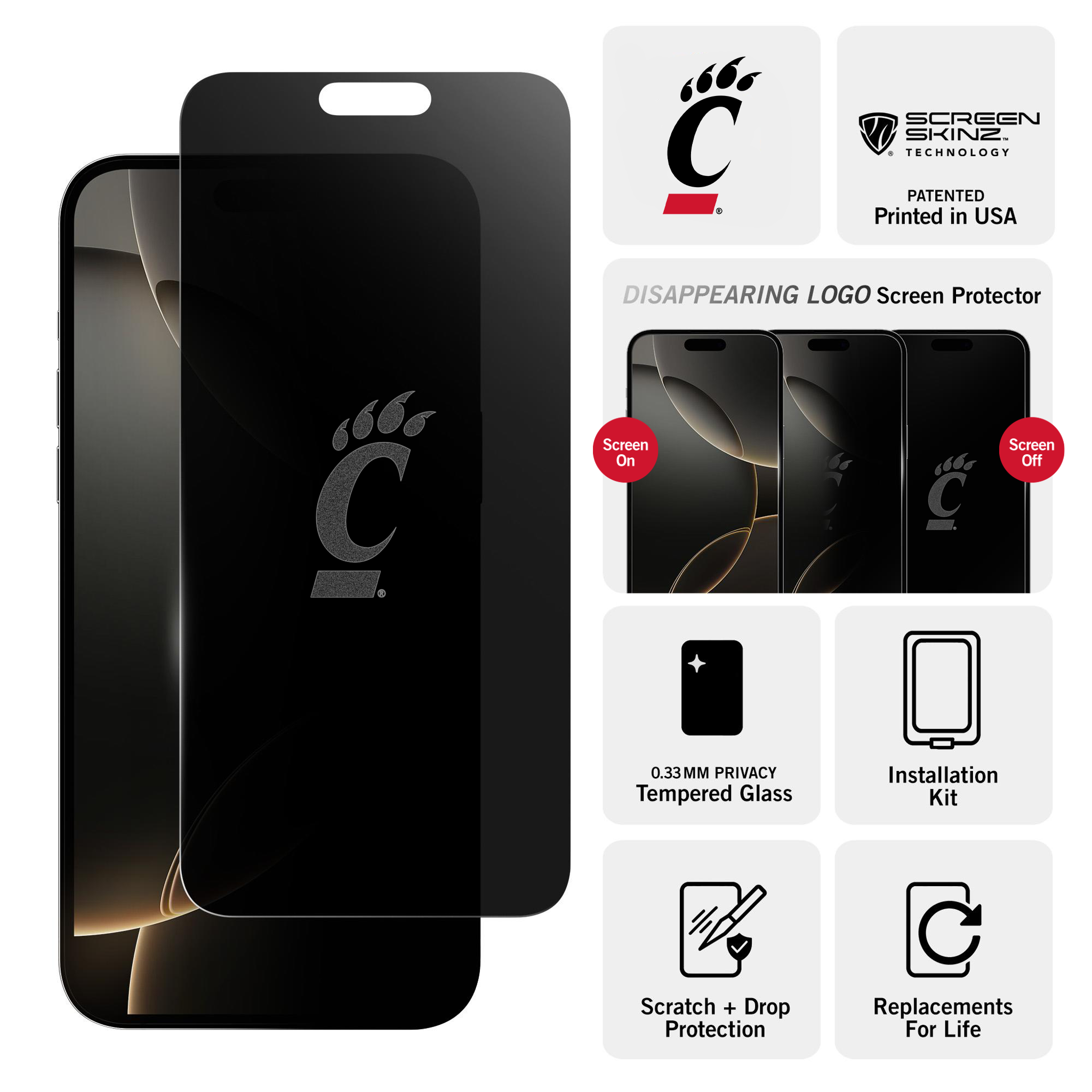 Cincinnati Bearcats Privacy Screen Protector