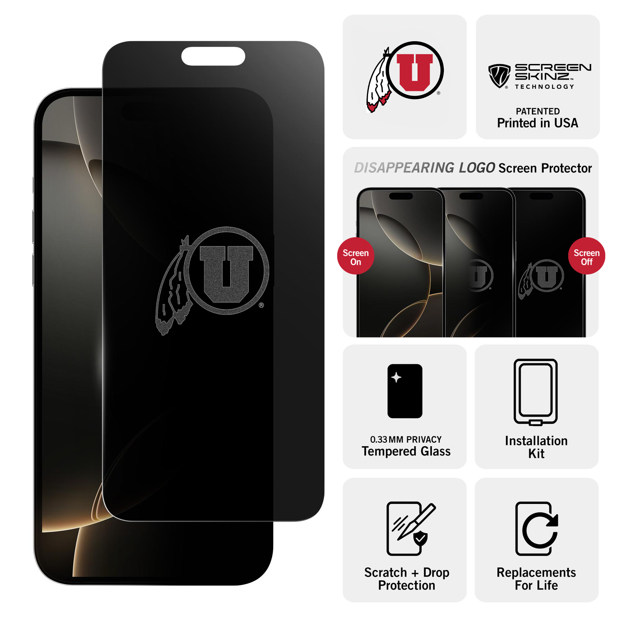 Utah Utes Privacy Screen Protector