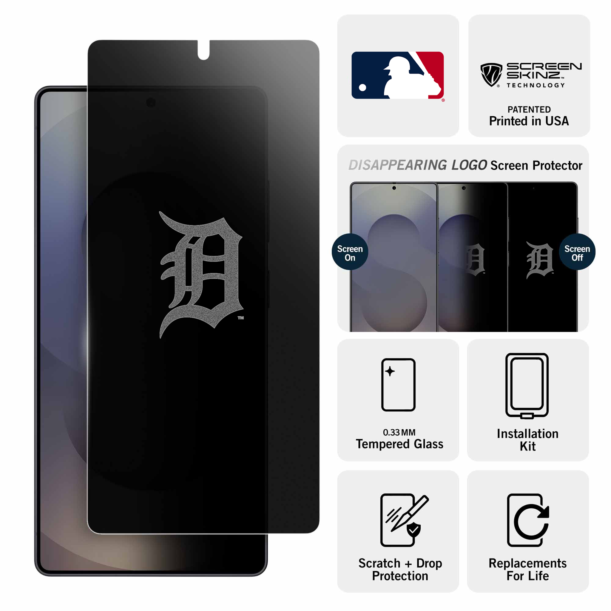 Detroit Tigers Samsung Privacy Screen Protector