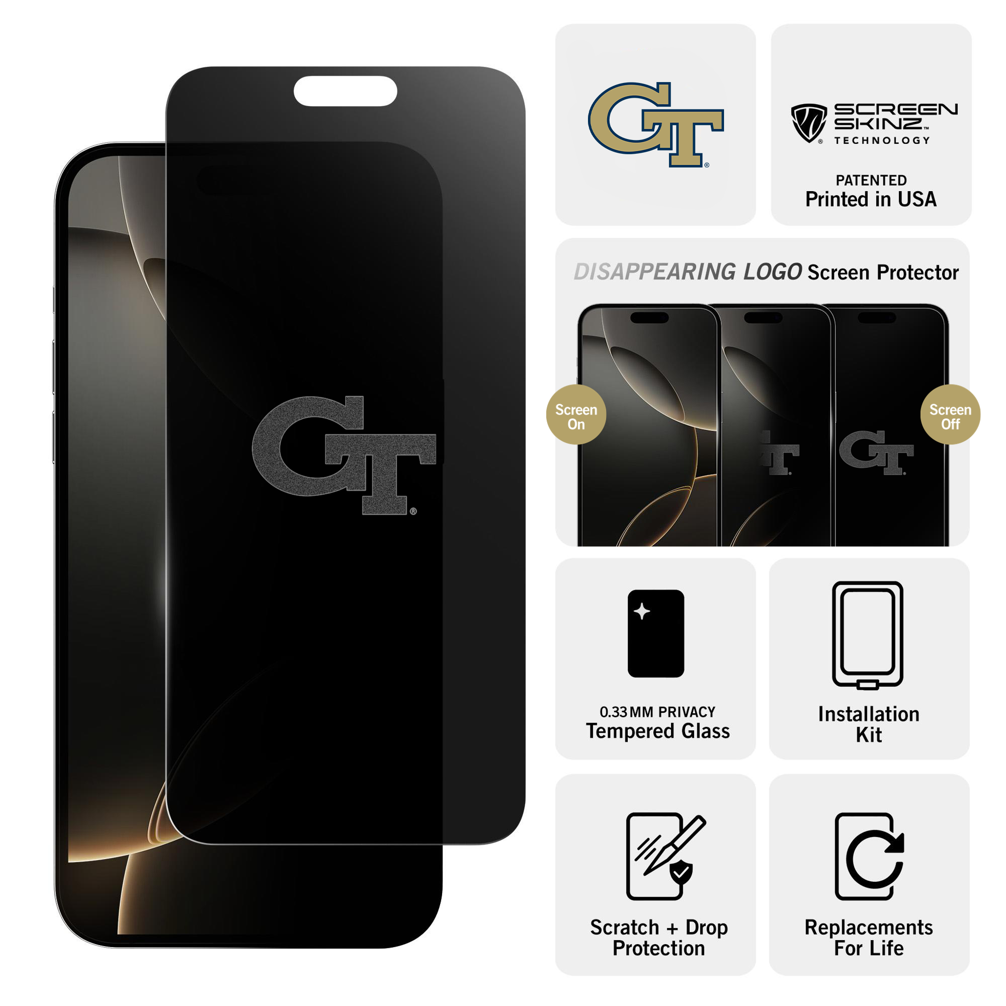 Georgia Tech Yellow Jackets Privacy Screen Protector