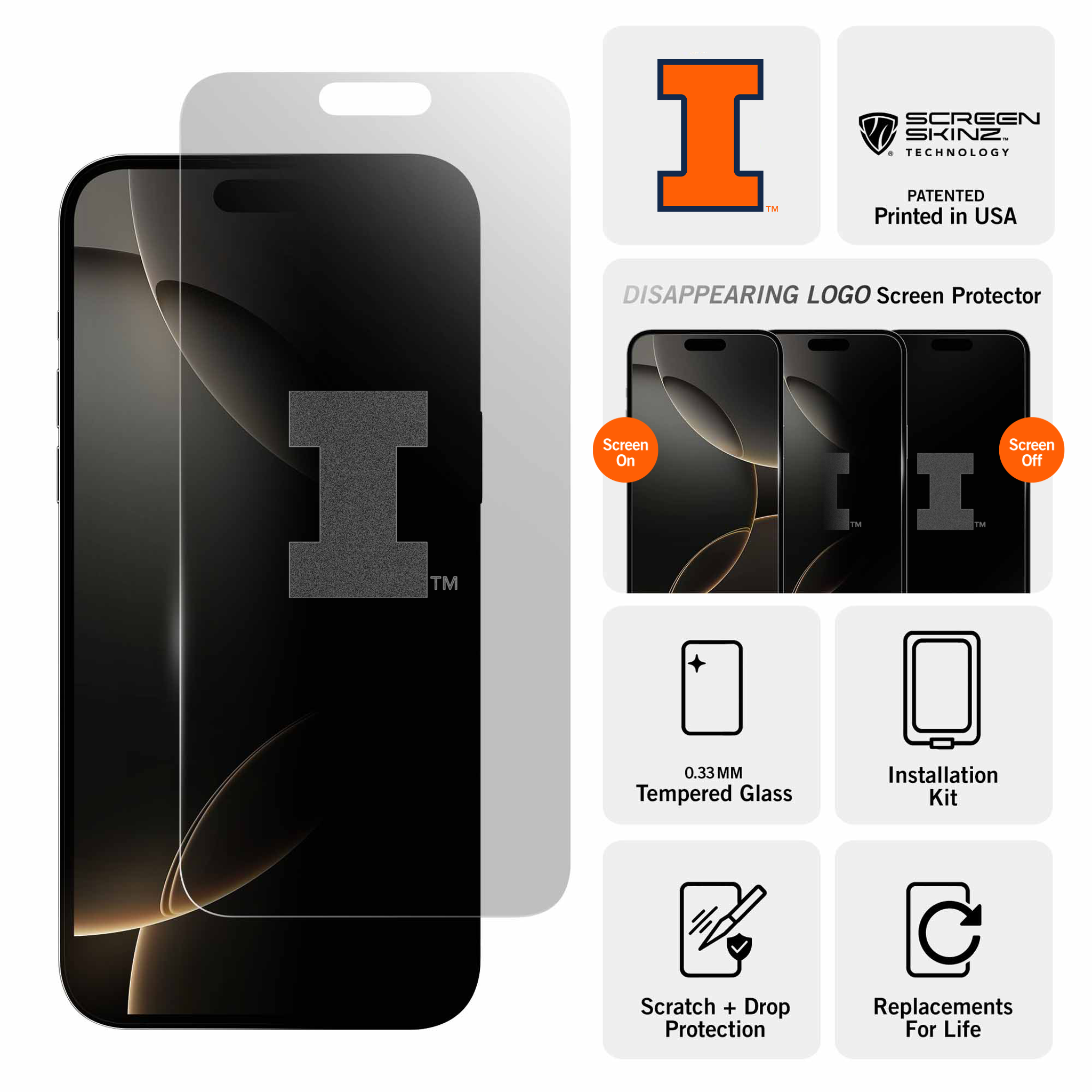 Illinois Fighting Illini Clear Screen Protector