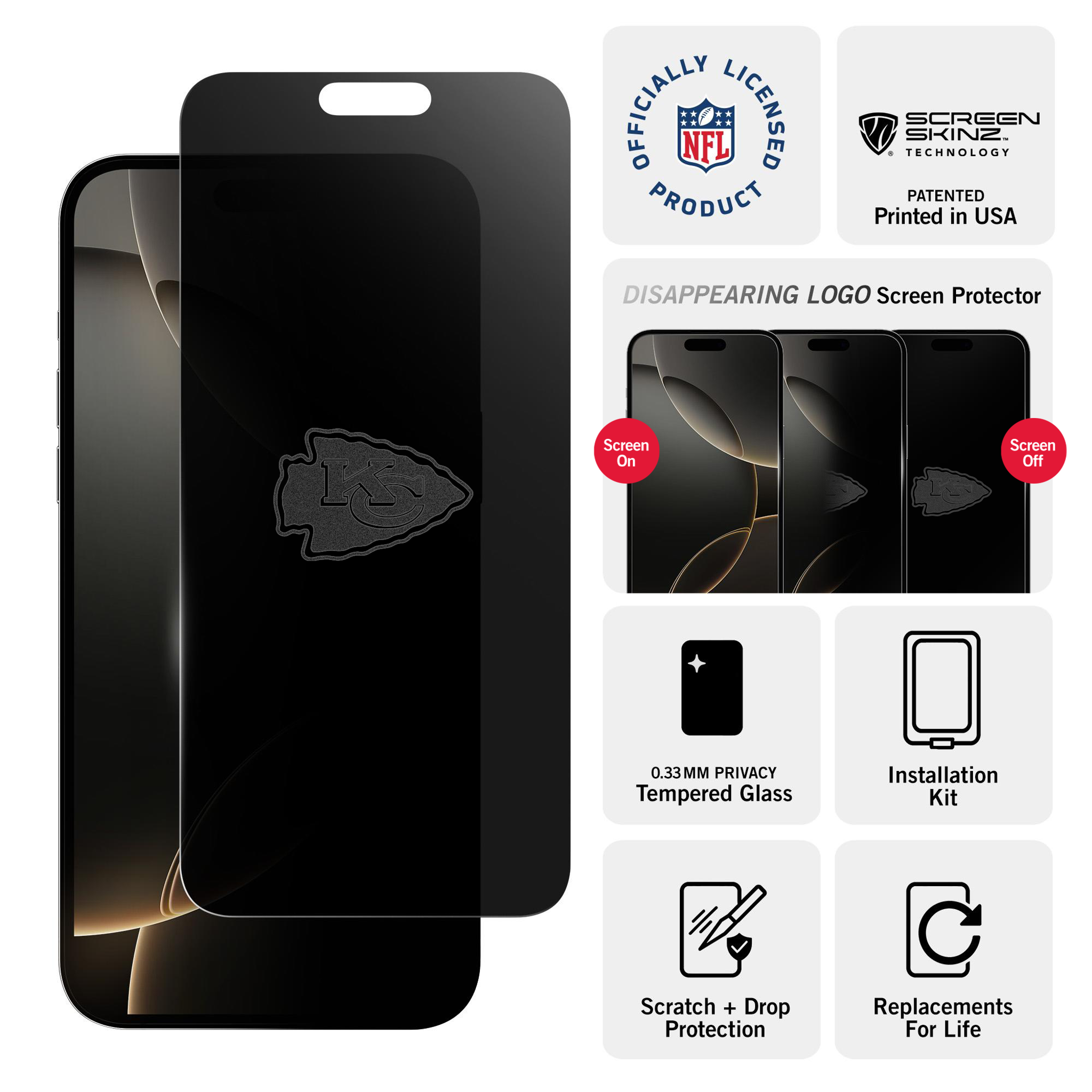 Kansas City Chiefs iPhone Privacy Screen Protector