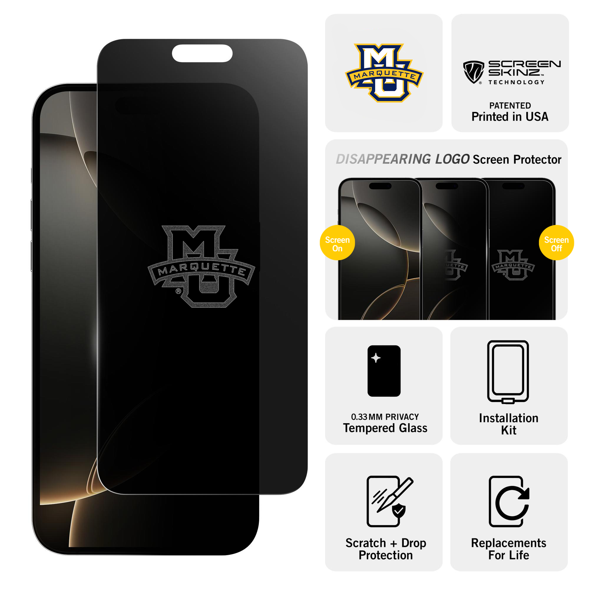 Marquette Golden Eagles Privacy Screen Protector