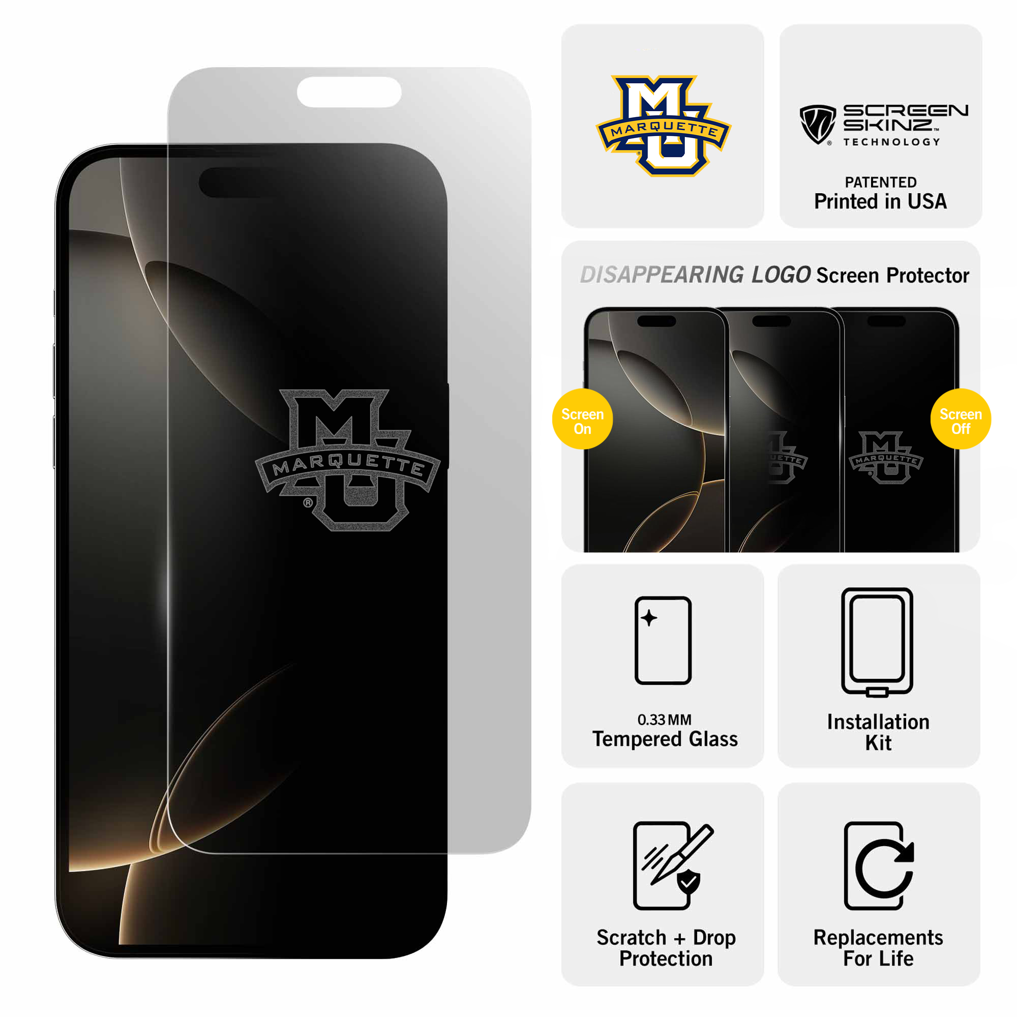 Marquette Golden Eagles Clear Screen Protector
