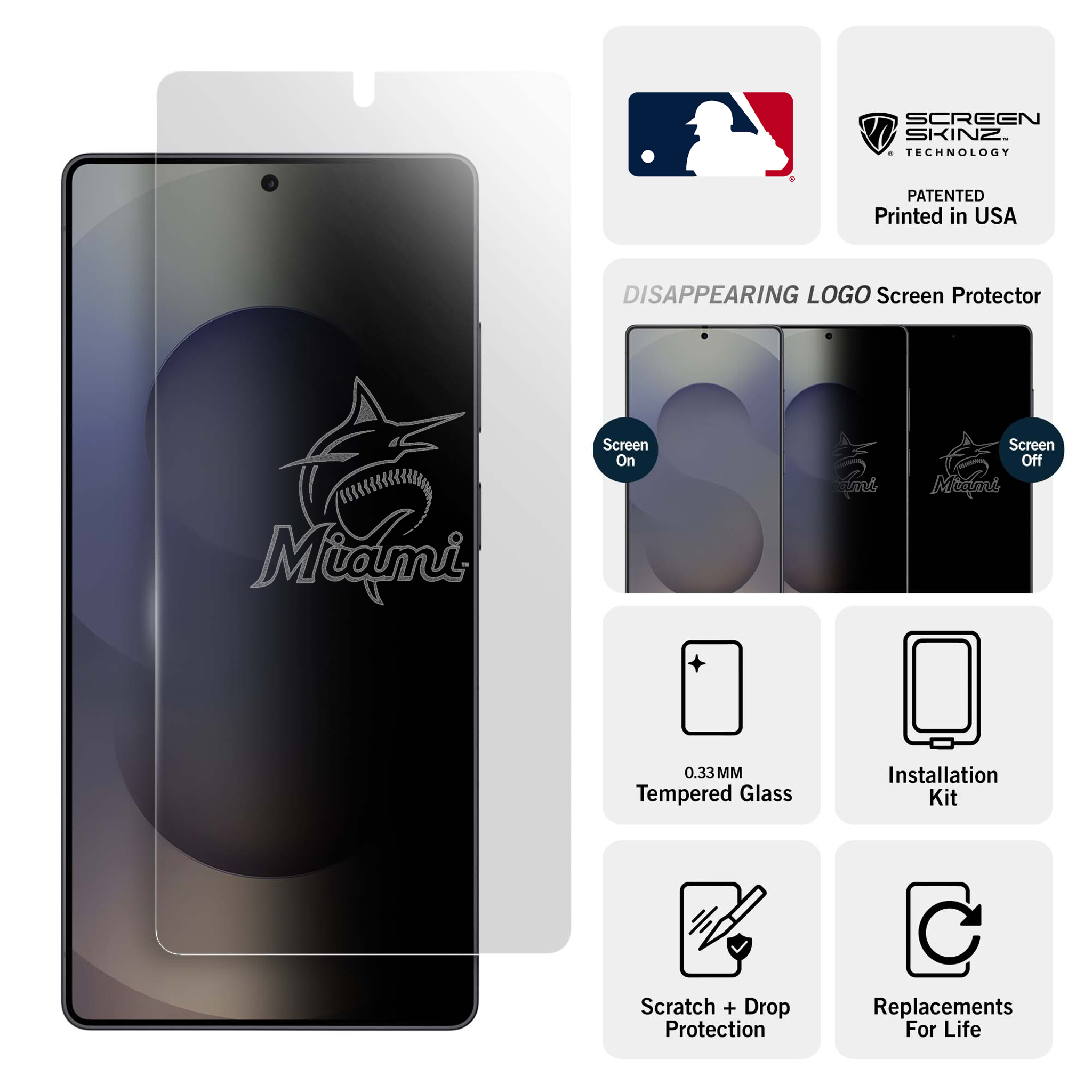 Miami Marlins Samsung Clear Screen Protector