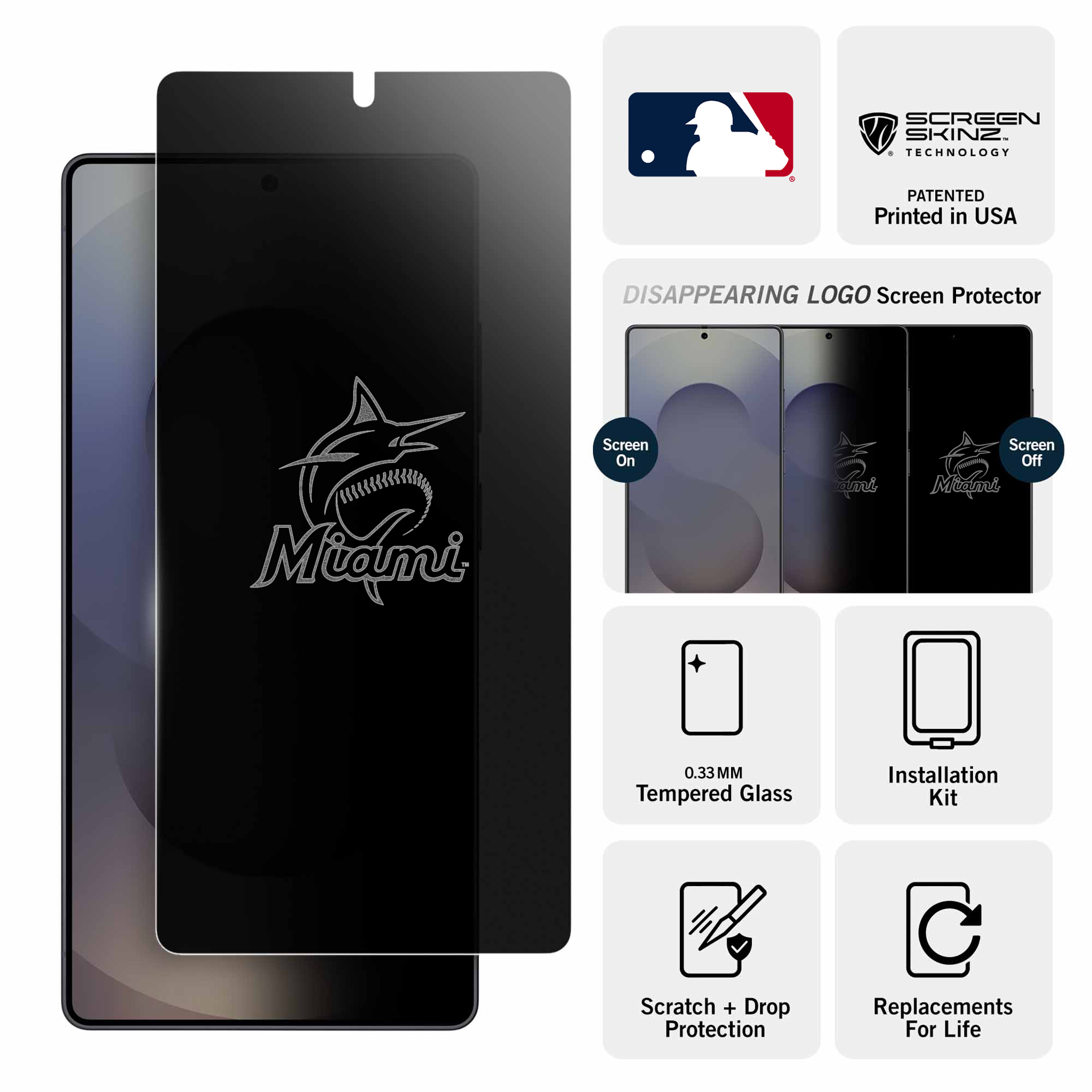 Miami Marlins Samsung Privacy Screen Protector