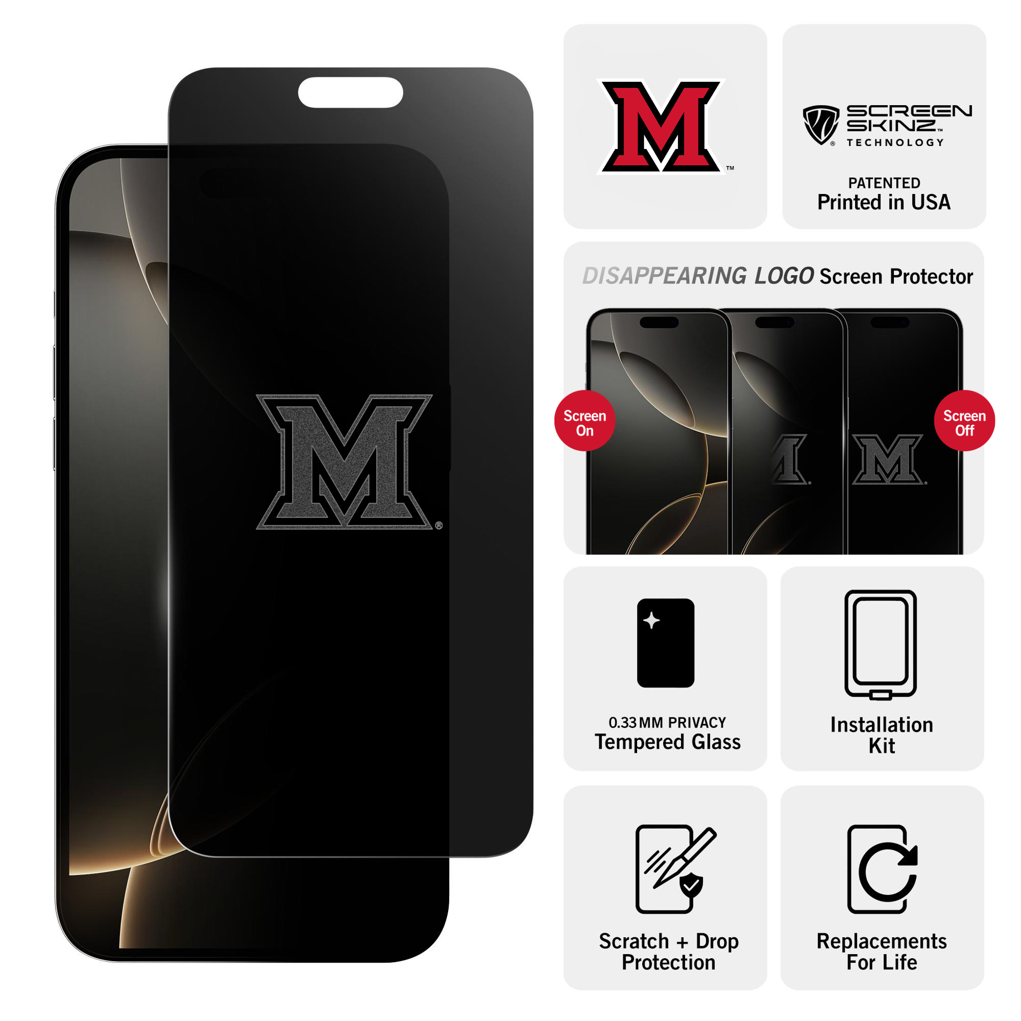 Miami University RedHawks Privacy Screen Protector