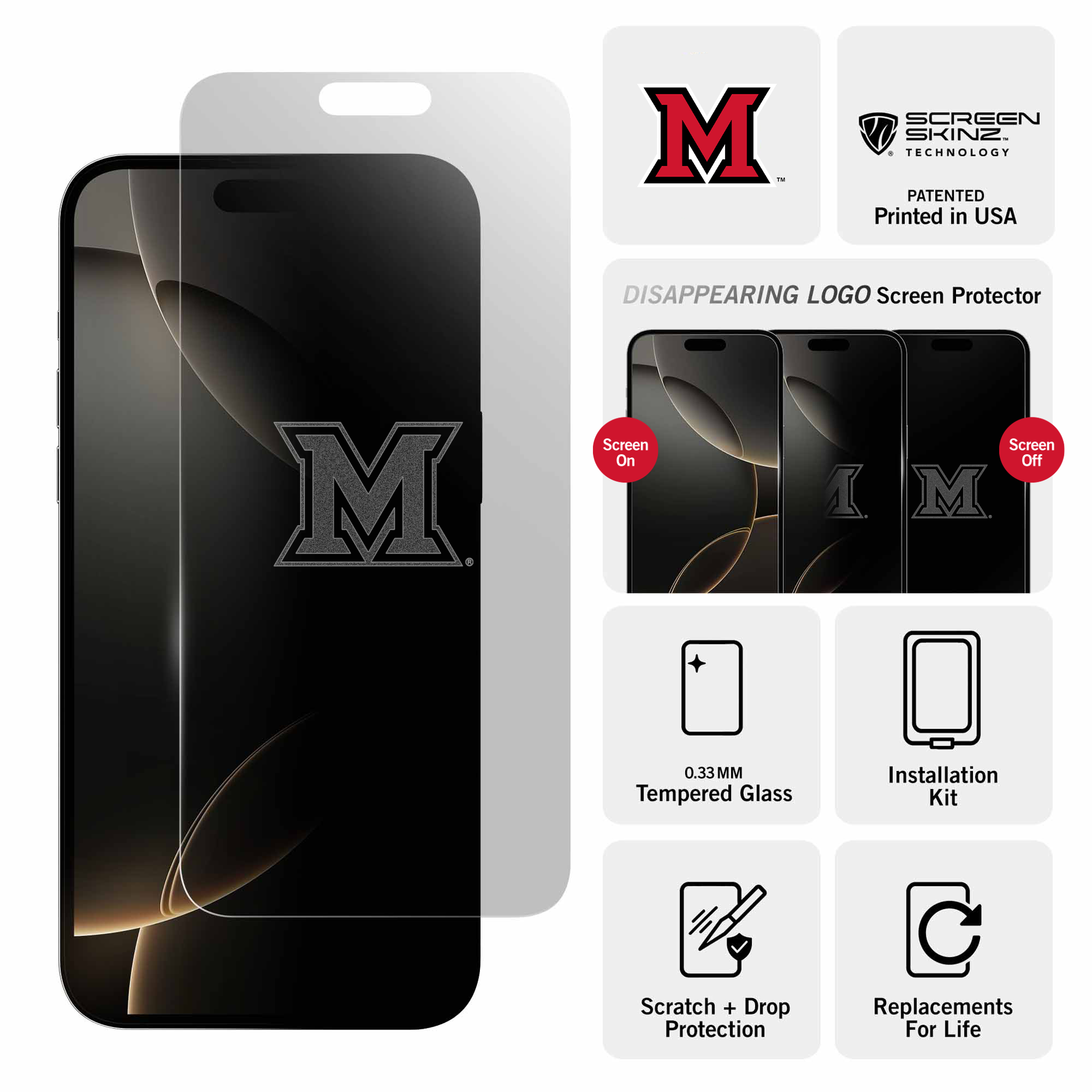 Miami University RedHawks Clear Screen Protector