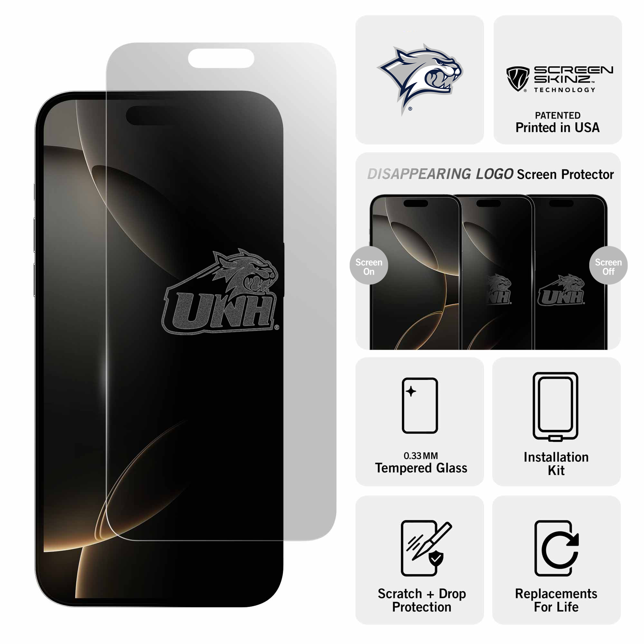 New Hampshire Wildcats Clear Screen Protector