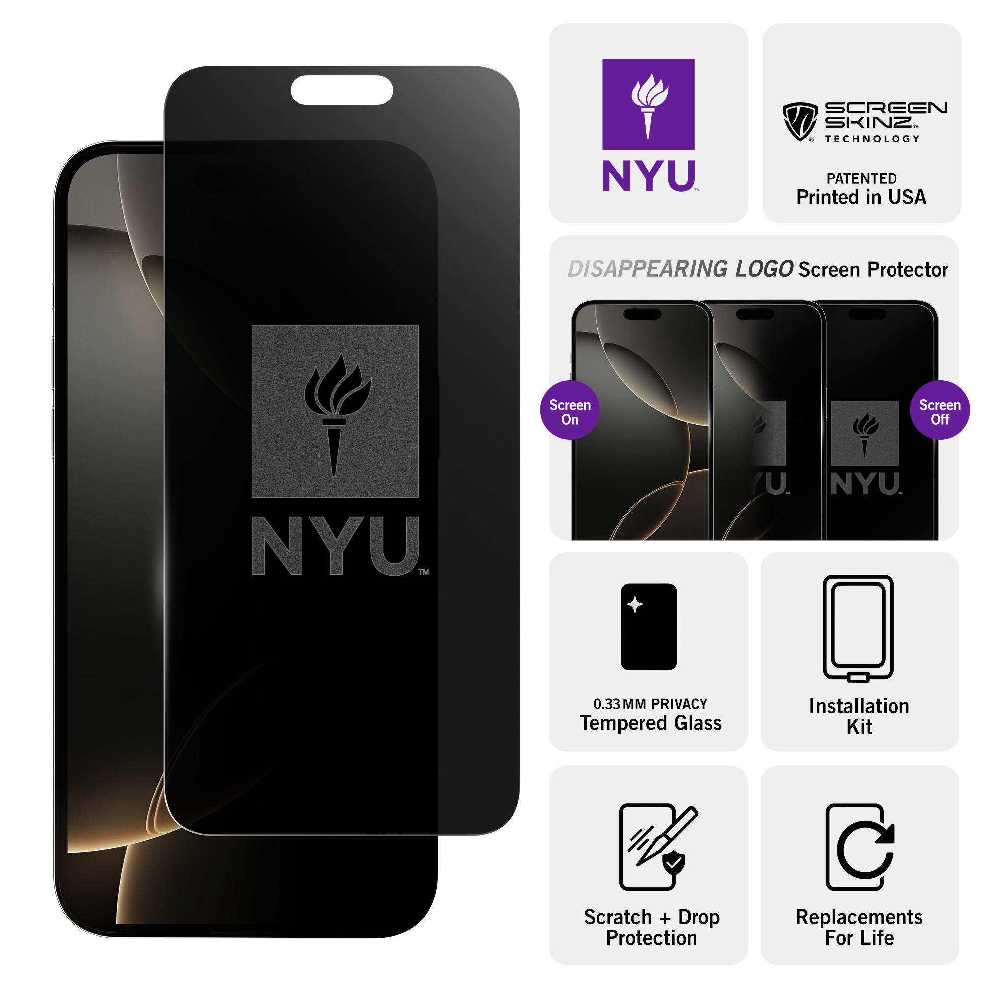 NYU Violets Privacy Screen Protector