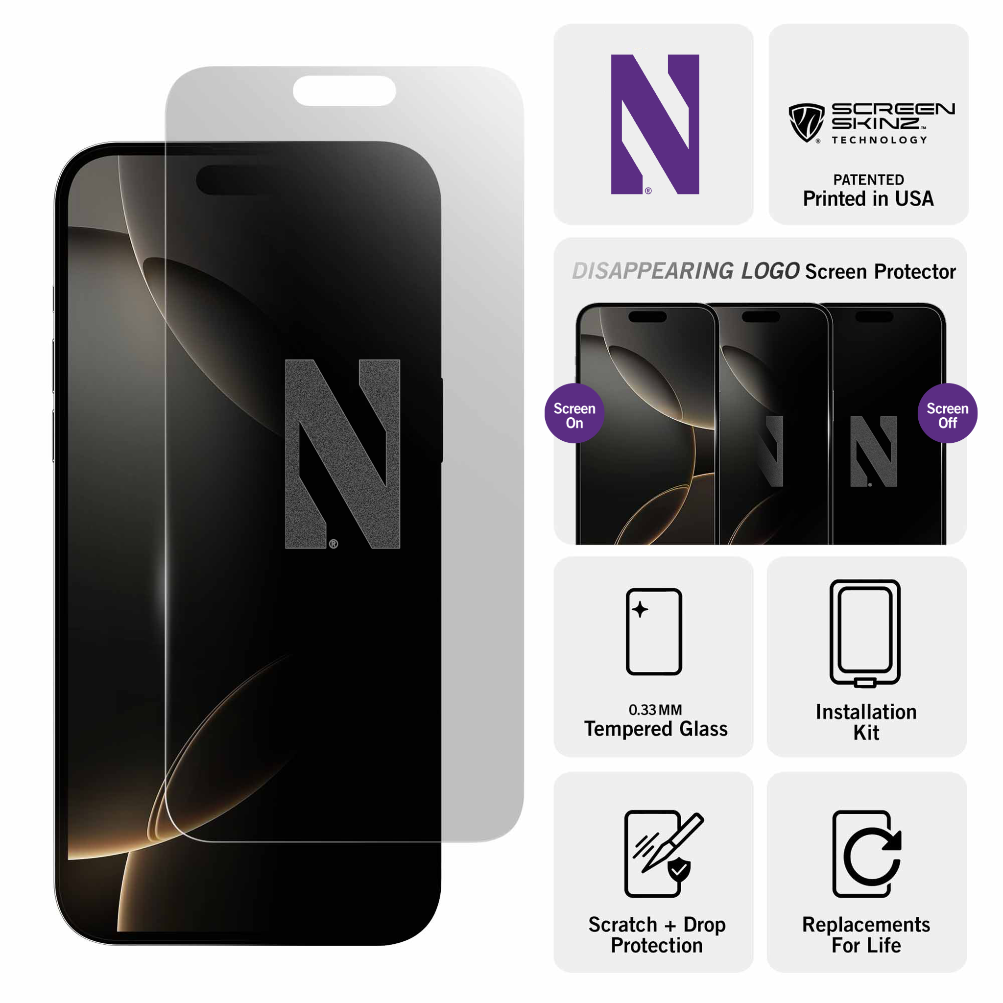 Northwestern Wildcats Clear Screen Protector