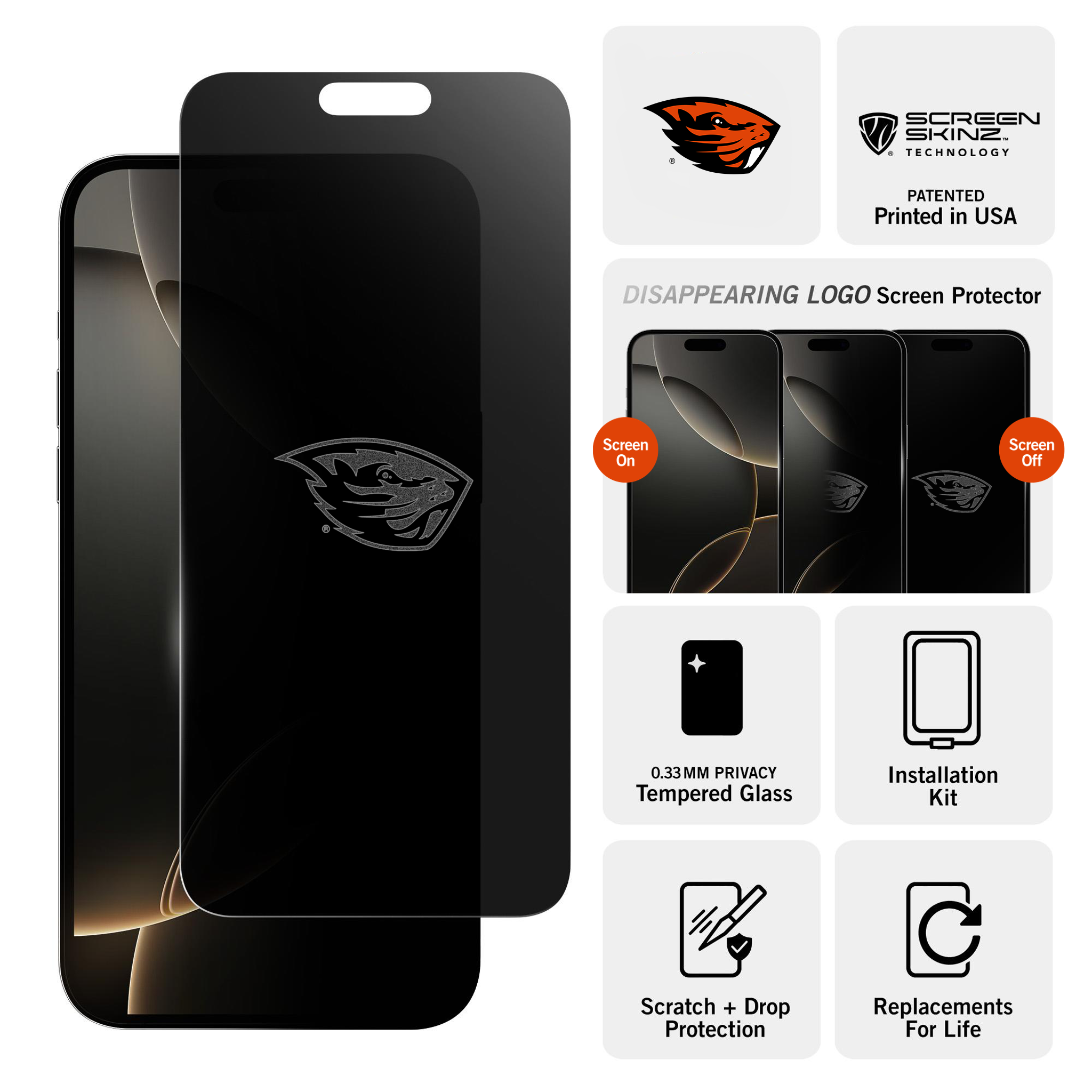 Oregon State Beavers Privacy Screen Protector
