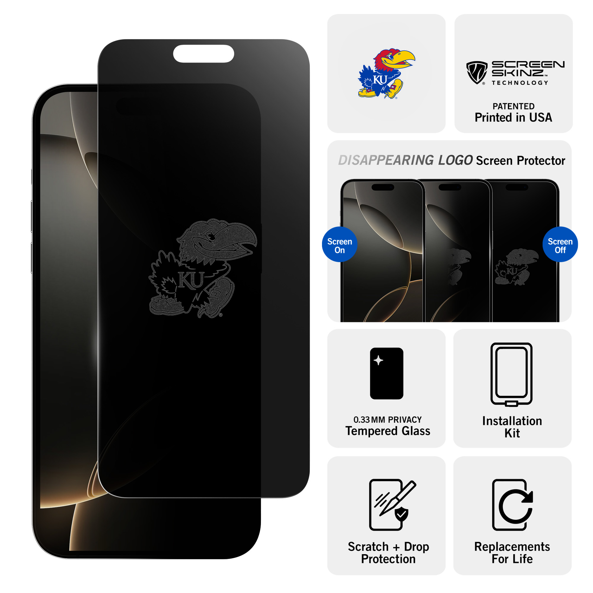 Kansas Jayhawks Privacy Screen Protector