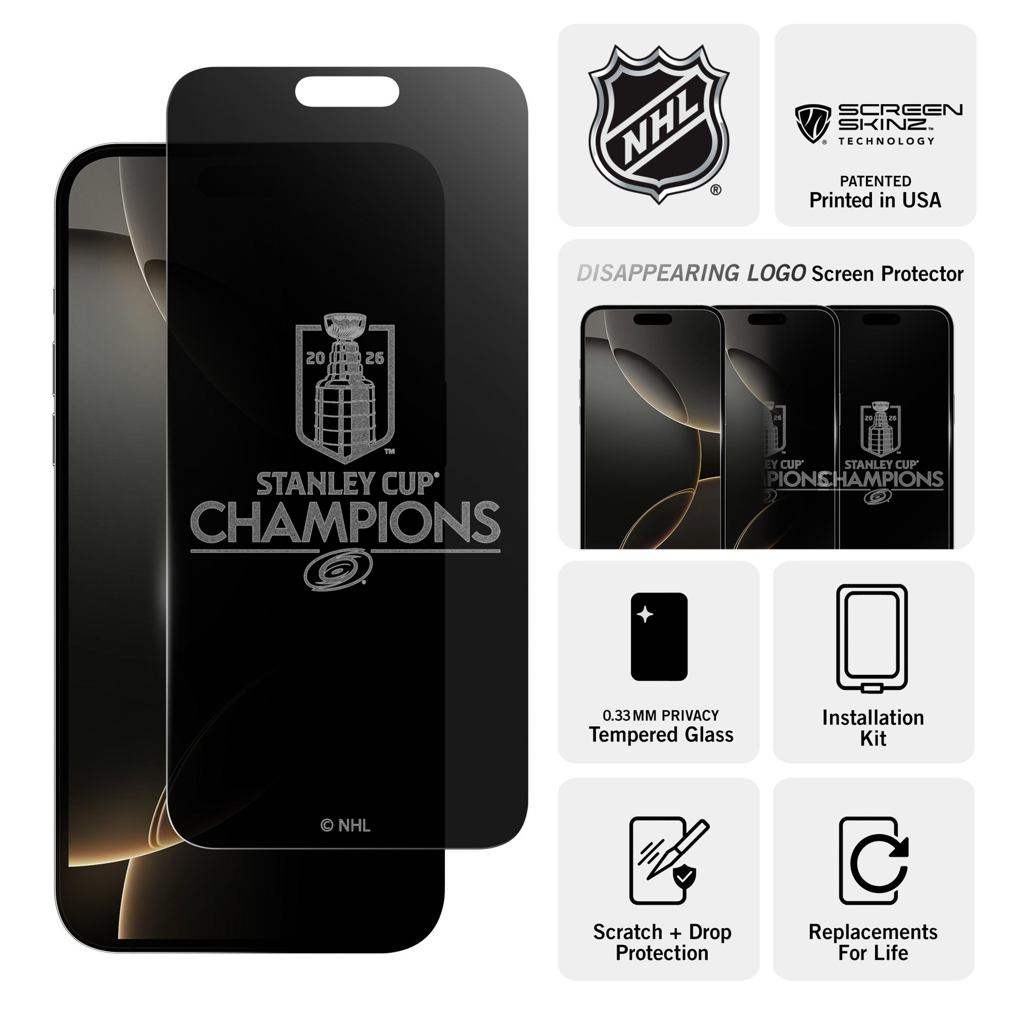 Carolina Hurricanes Stanley Cup Champion Privacy Screen Protector