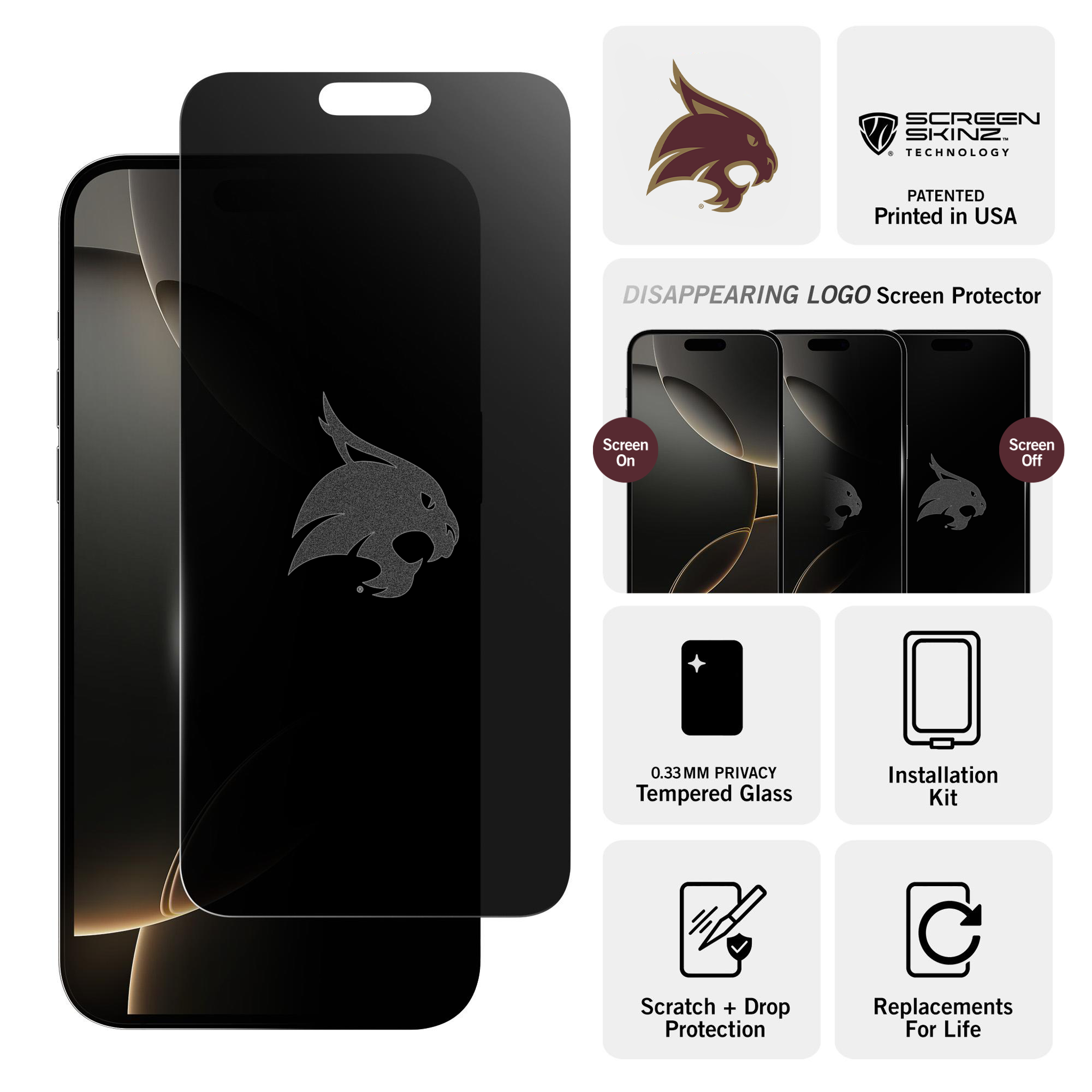 Texas State Bobcats Privacy Screen Protector