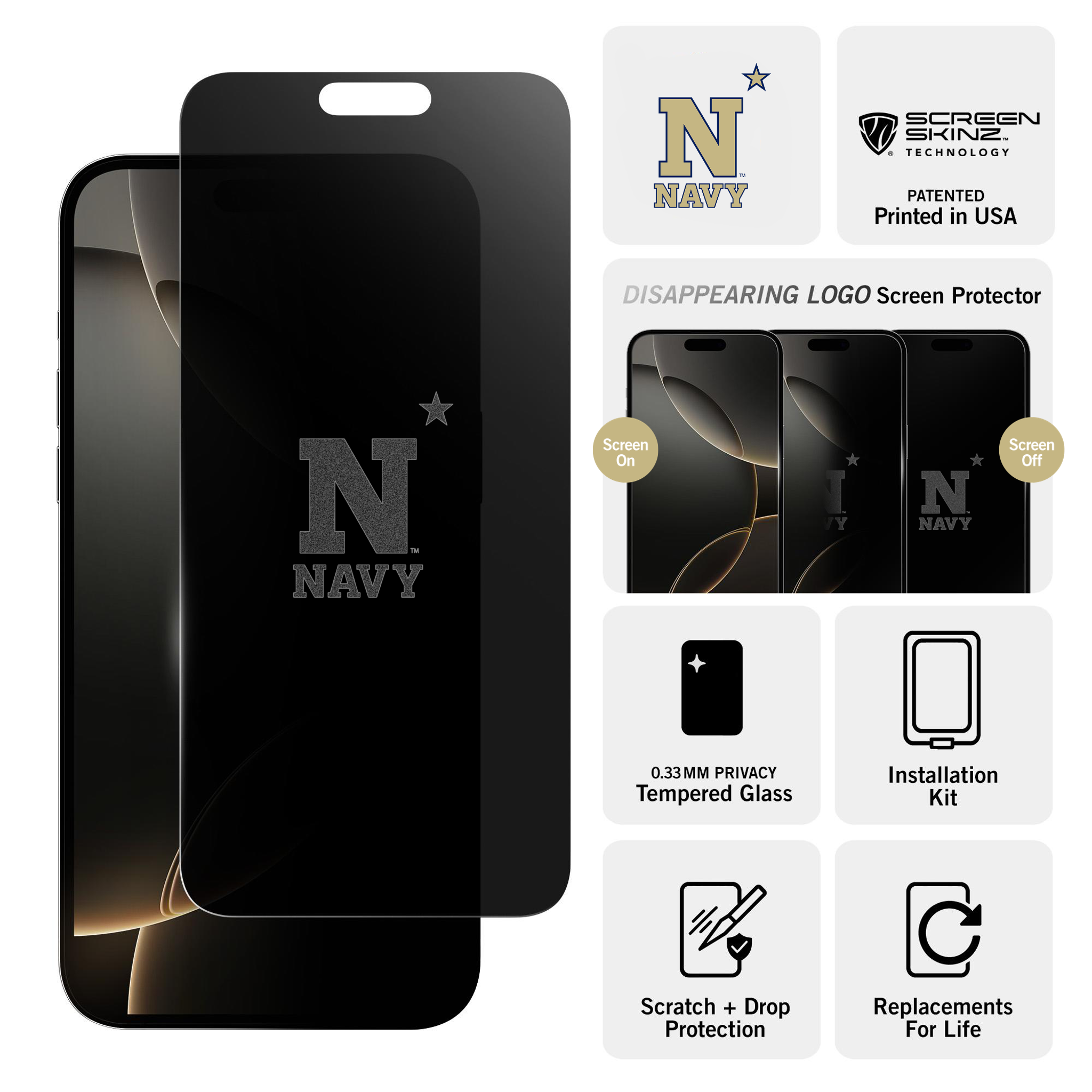 Navy Midshipmen Privacy Screen Protector