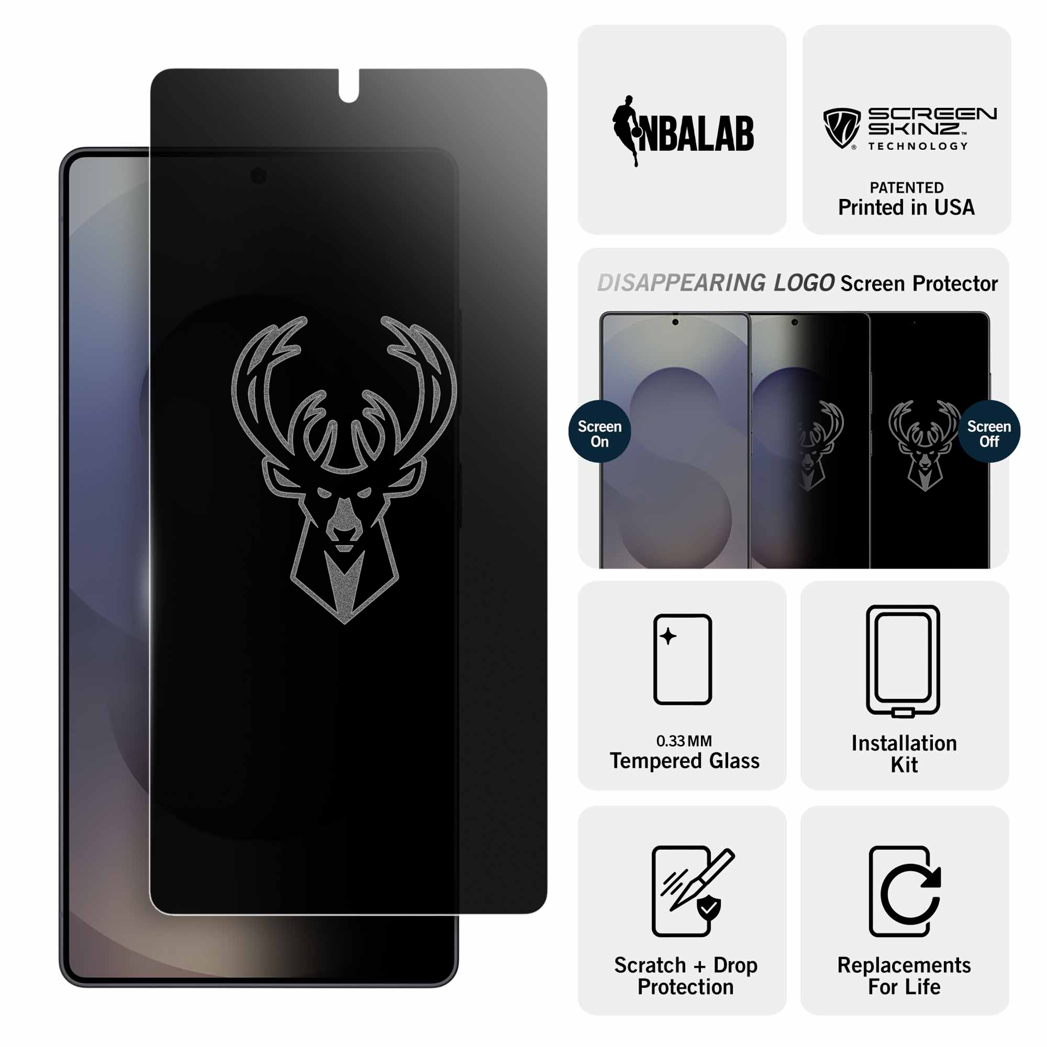 Milwaukee Bucks Samsung Privacy Screen Protector